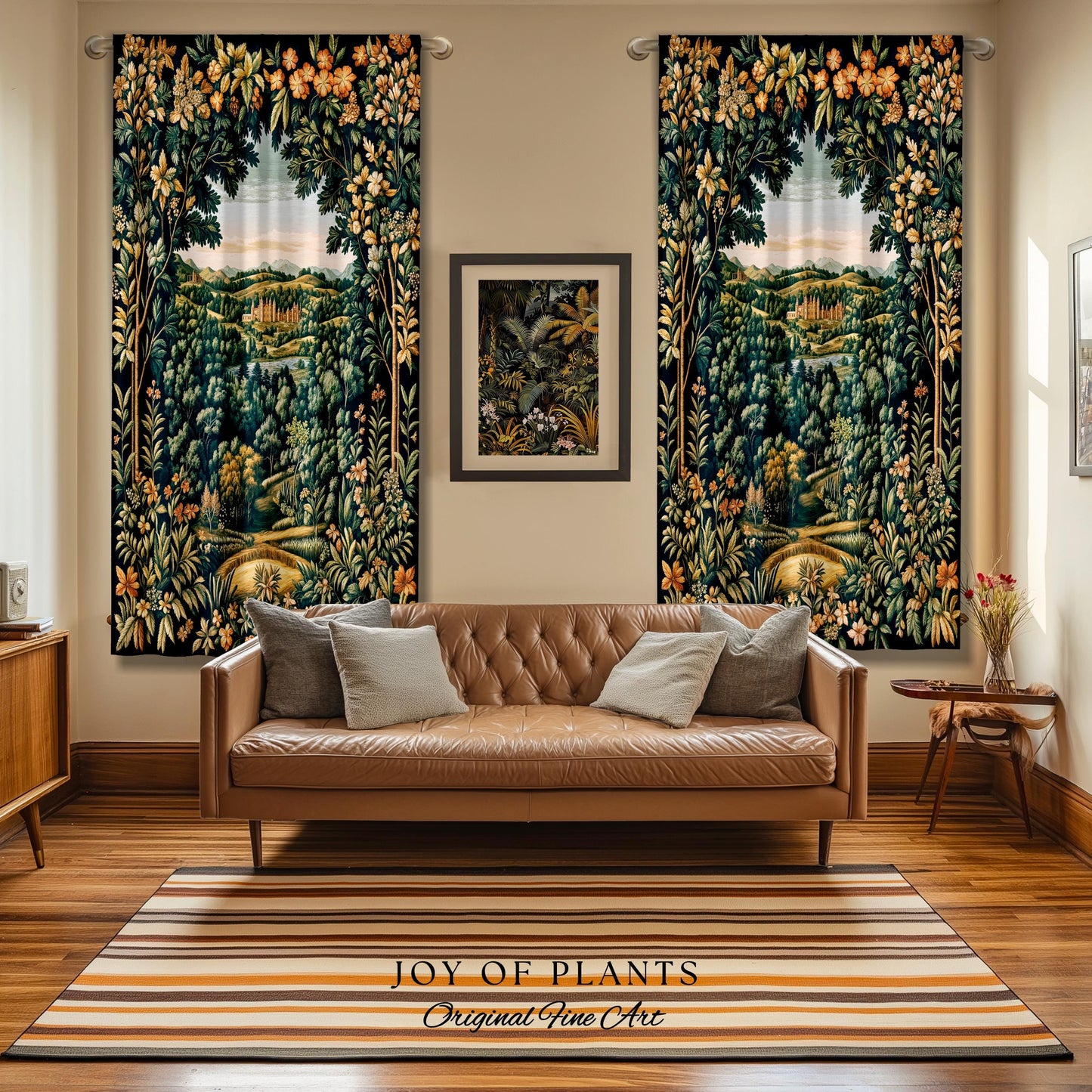 Magical Kingdom Folklore Curtains | Medieval Botanical Gothic Victorian Fairytale Garden Drapes Romantic Victorian Landscape Blackout Panel