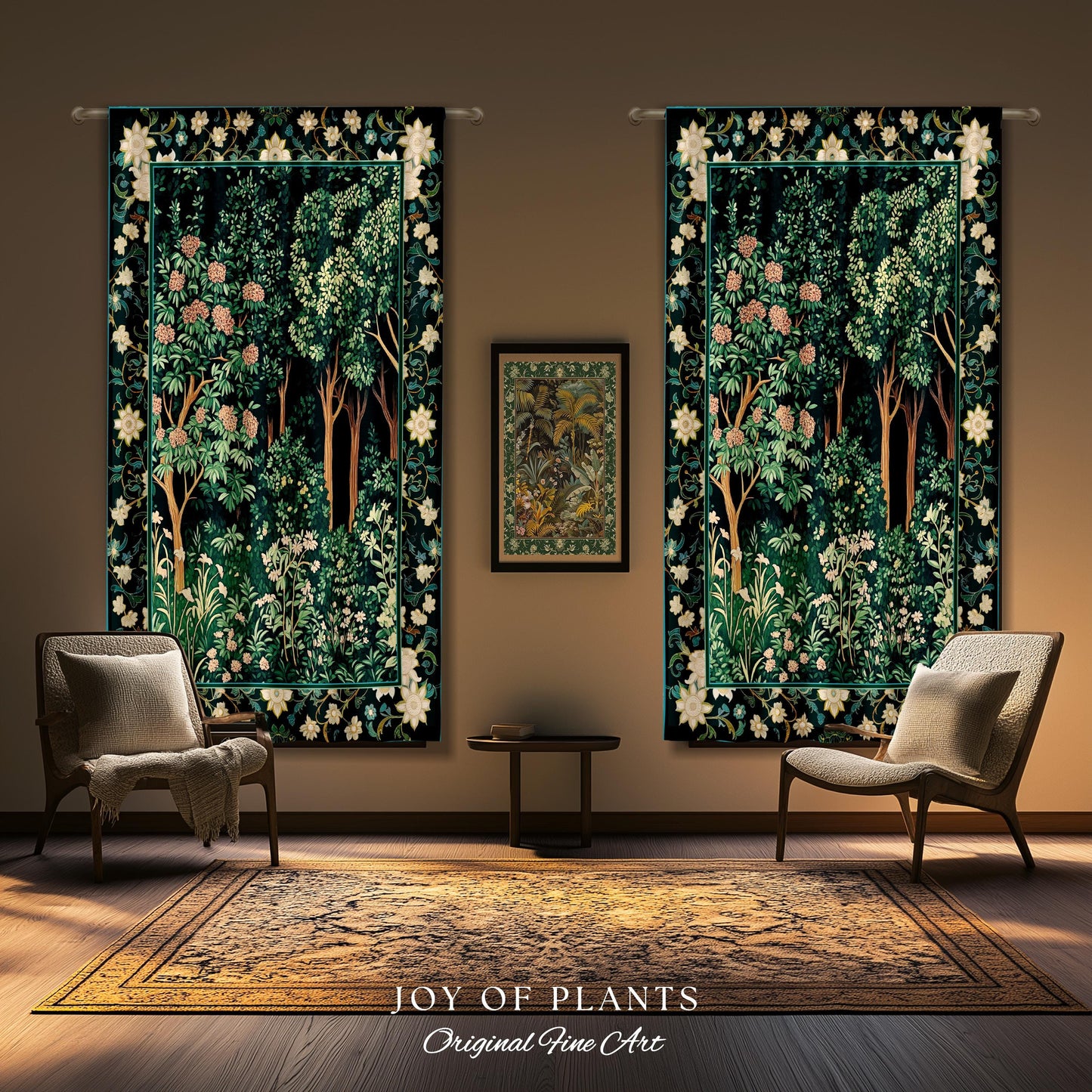 Dark Woodland Whimsical Forest Curtain Whimsigothic Folklore Inspired Decor | Ethereal Academia Aesthetic Fairycore Drapes Bedroom Accent |