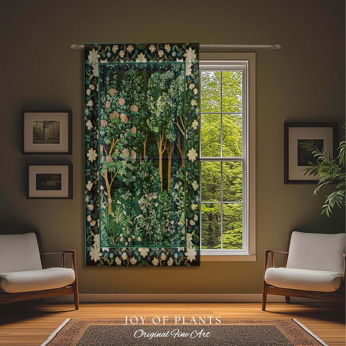Dark Woodland Whimsical Forest Curtain Whimsigothic Folklore Inspired Decor | Ethereal Academia Aesthetic Fairycore Drapes Bedroom Accent |
