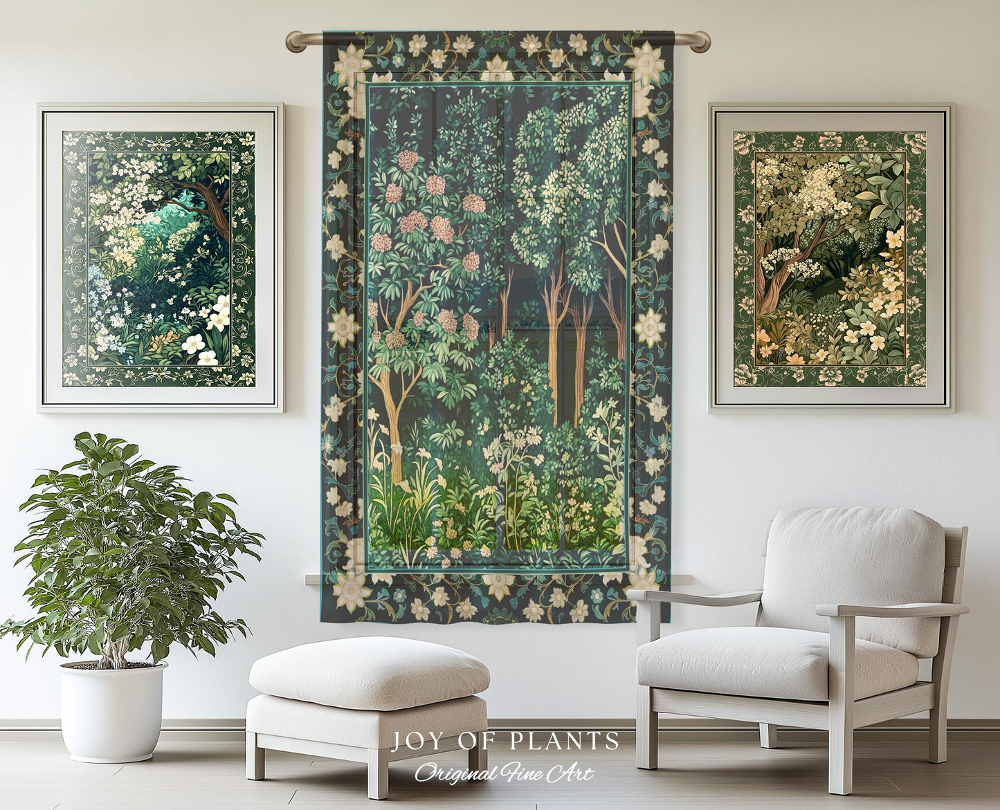 Dark Woodland Whimsical Forest Curtain Whimsigothic Folklore Inspired Decor | Ethereal Academia Aesthetic Fairycore Drapes Bedroom Accent |