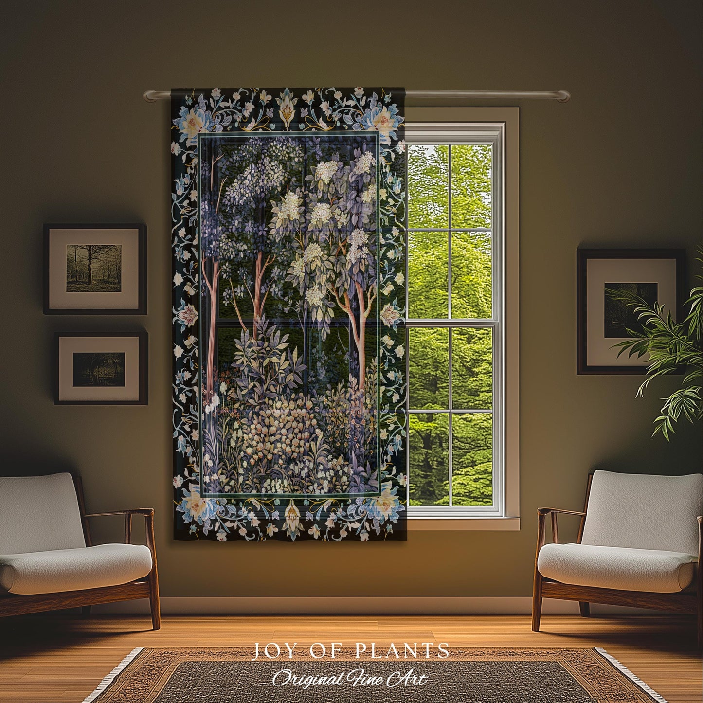 Fairycore Aesthetic Botanical Curtain Dark Academia Lavender Purple Nature Inspired Ethereal Woodland Drapes Wildflowers Enchanted Pastels