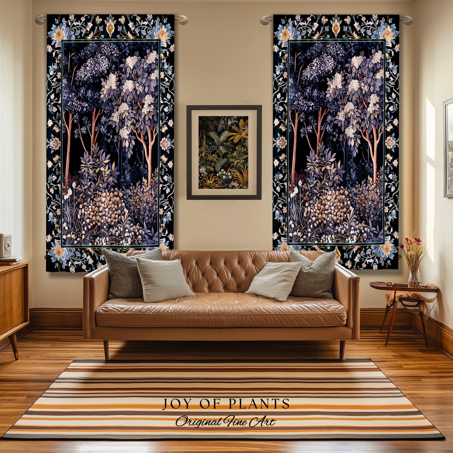 Fairycore Aesthetic Botanical Curtain Dark Academia Lavender Purple Nature Inspired Ethereal Woodland Drapes Wildflowers Enchanted Pastels