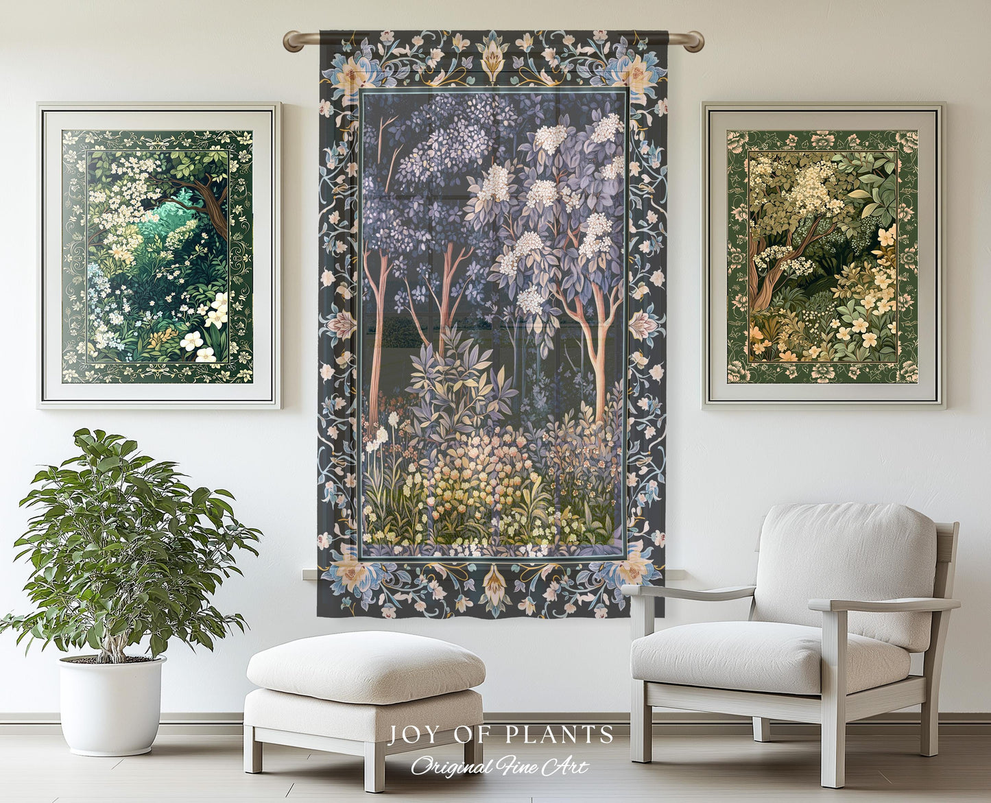 Fairycore Aesthetic Botanical Curtain Dark Academia Lavender Purple Nature Inspired Ethereal Woodland Drapes Wildflowers Enchanted Pastels