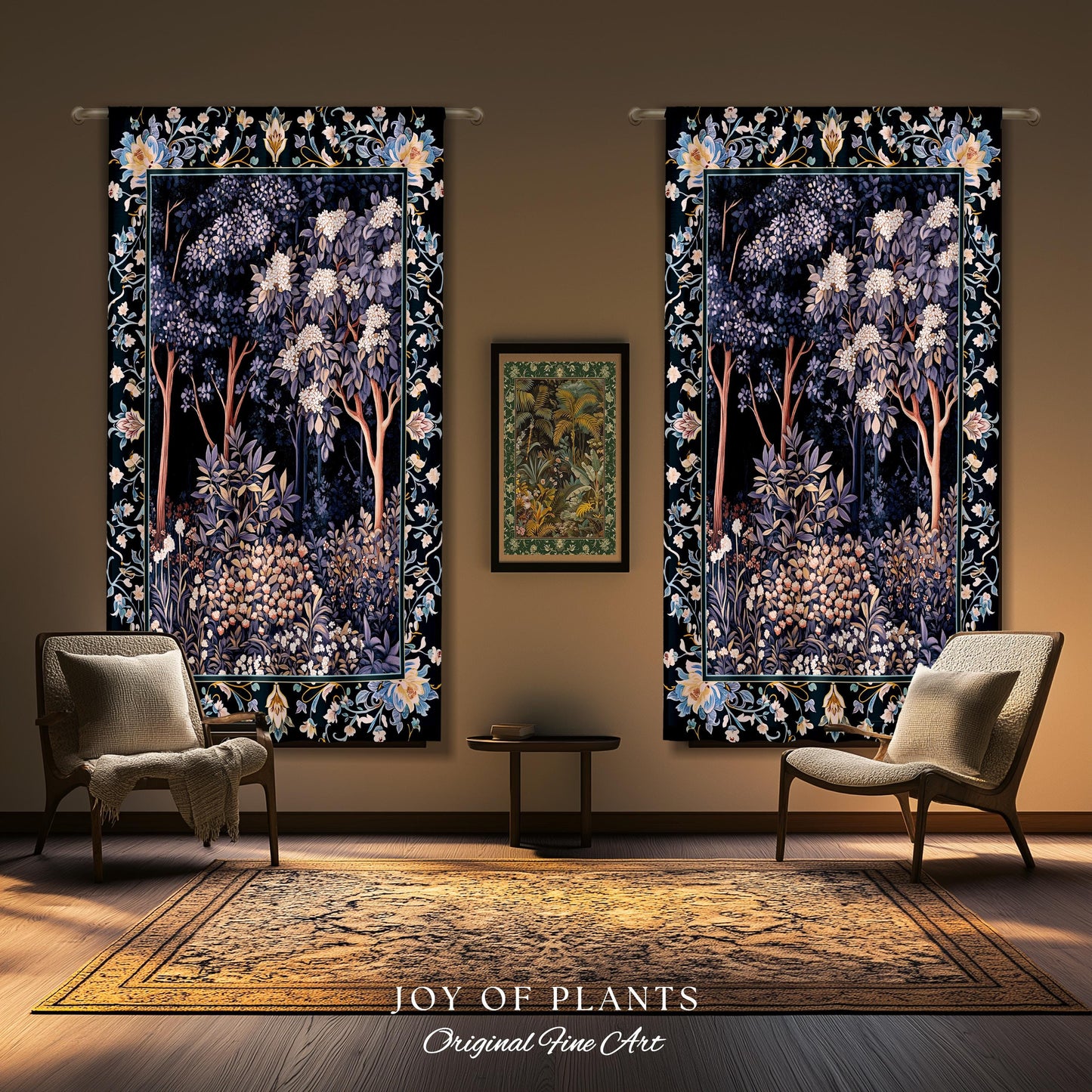 Fairycore Aesthetic Botanical Curtain Dark Academia Lavender Purple Nature Inspired Ethereal Woodland Drapes Wildflowers Enchanted Pastels
