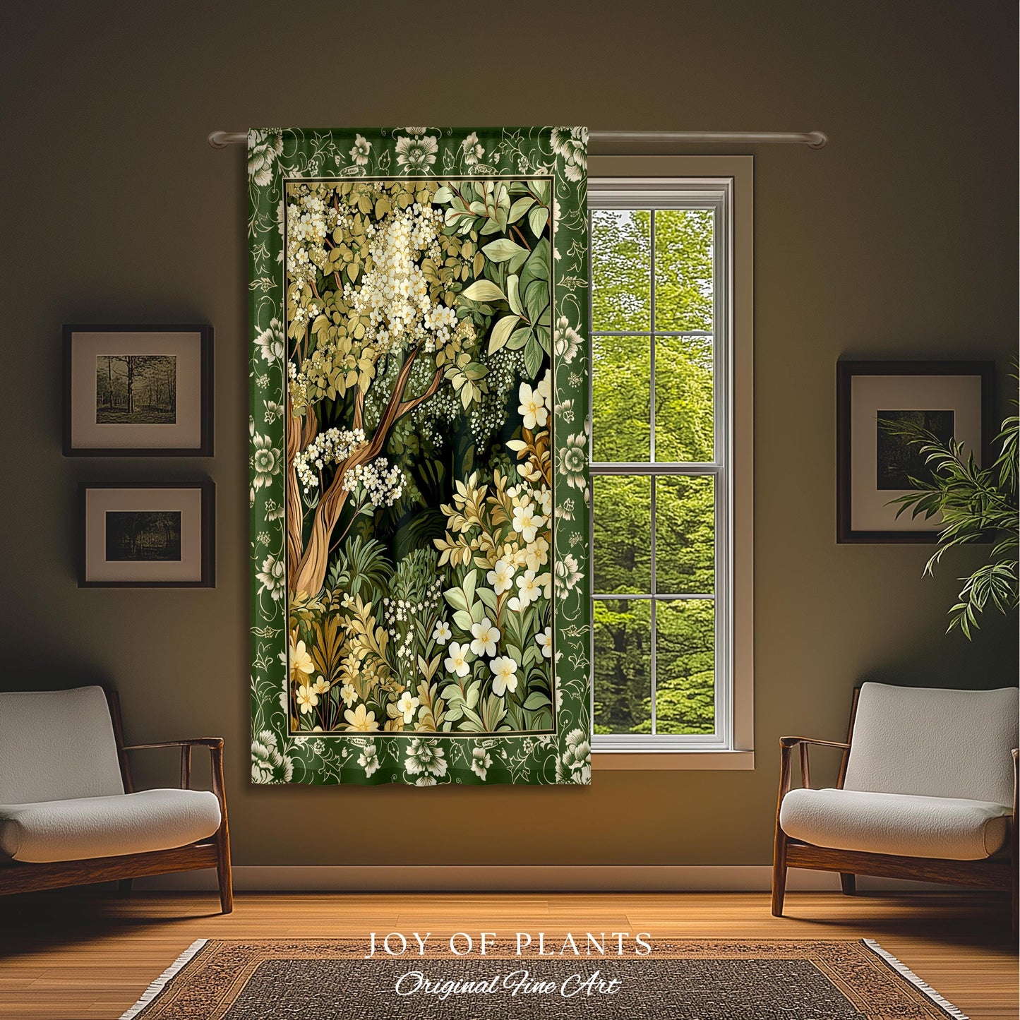 Soft Aesthetics Folklore Forest Curtain Fairy Inspired Bedroom | Cozy Cottagecore Ethereal Nature Aesthetic Sage Green Drapes Indie Decor