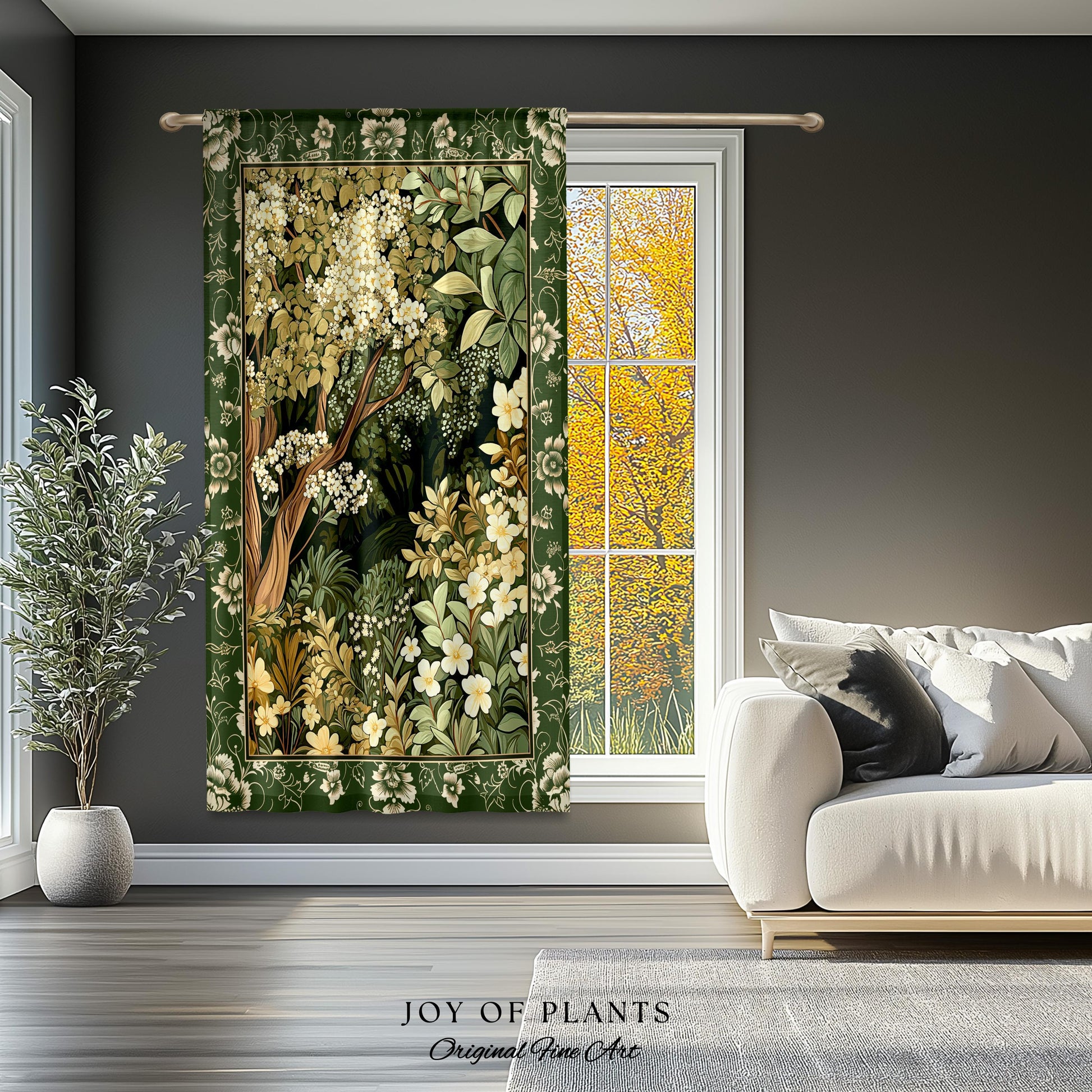 Soft Aesthetics Folklore Forest Curtain Fairy Inspired Bedroom | Cozy Cottagecore Ethereal Nature Aesthetic Sage Green Drapes Indie Decor