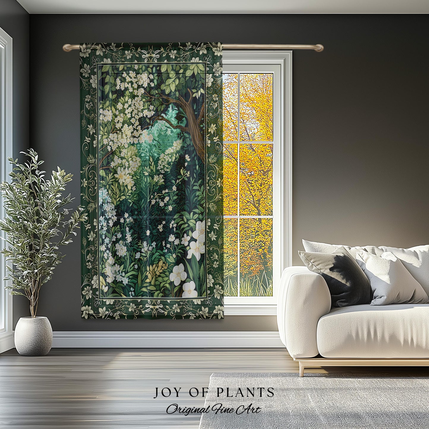 Botanical Aesthetic Forest Curtain Dark Cottagecore Folklore Inspired Decor | Ethereal Aesthetic Fairycore Mystical Woodland Drapes Bohemian