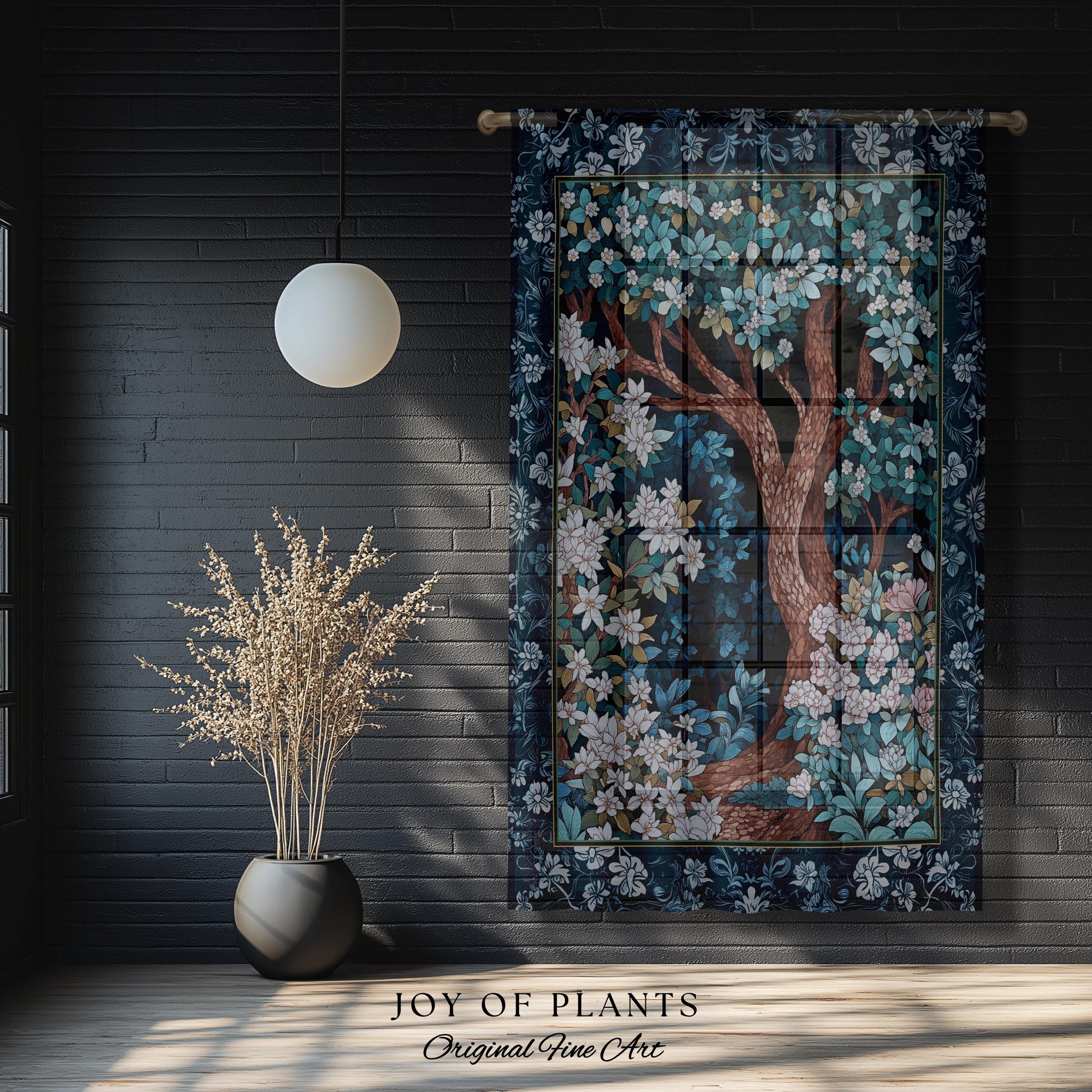 Bohemian Tree Curtain Magical Aesthetic Folklore Forest Ethereal Bedroom | Nature Inspired Woodland Magic Wildflower Drapes Fairycore Decor