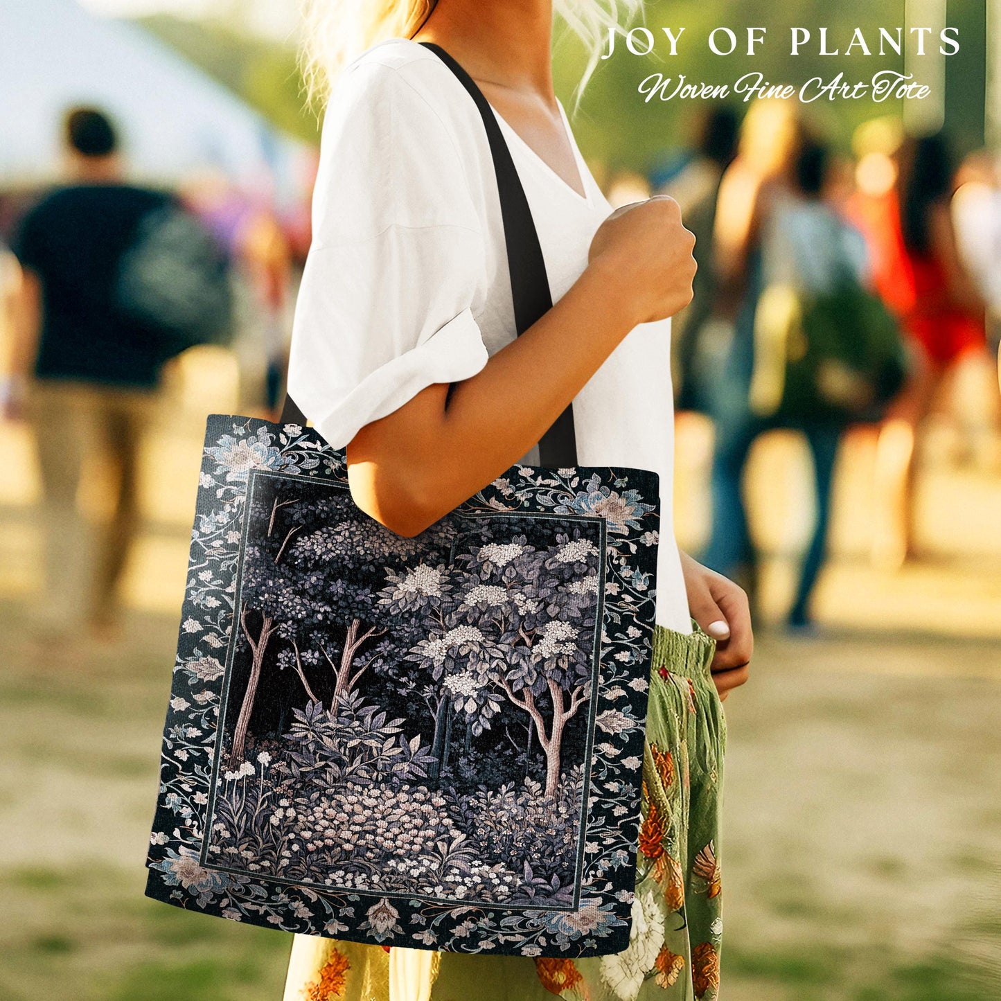 Fairycore Aesthetic Botanical Tapestry Tote Dark Academia Lavender Purple Nature Inspired Ethereal Woodland Wildflowers Enchanted Book Bag