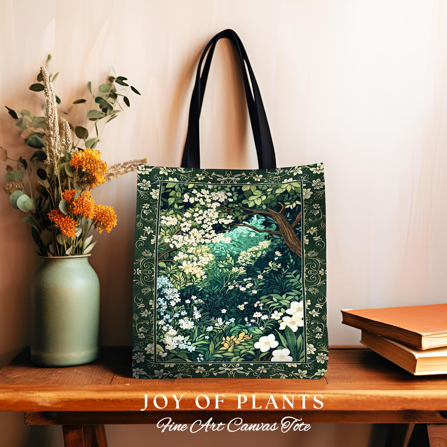Botanical Aesthetic Forest Tapestry Bag Dark Cottagecore Folklore Inspired Style | Ethereal Aesthetic Fairycore Mystical Woodland Tote |