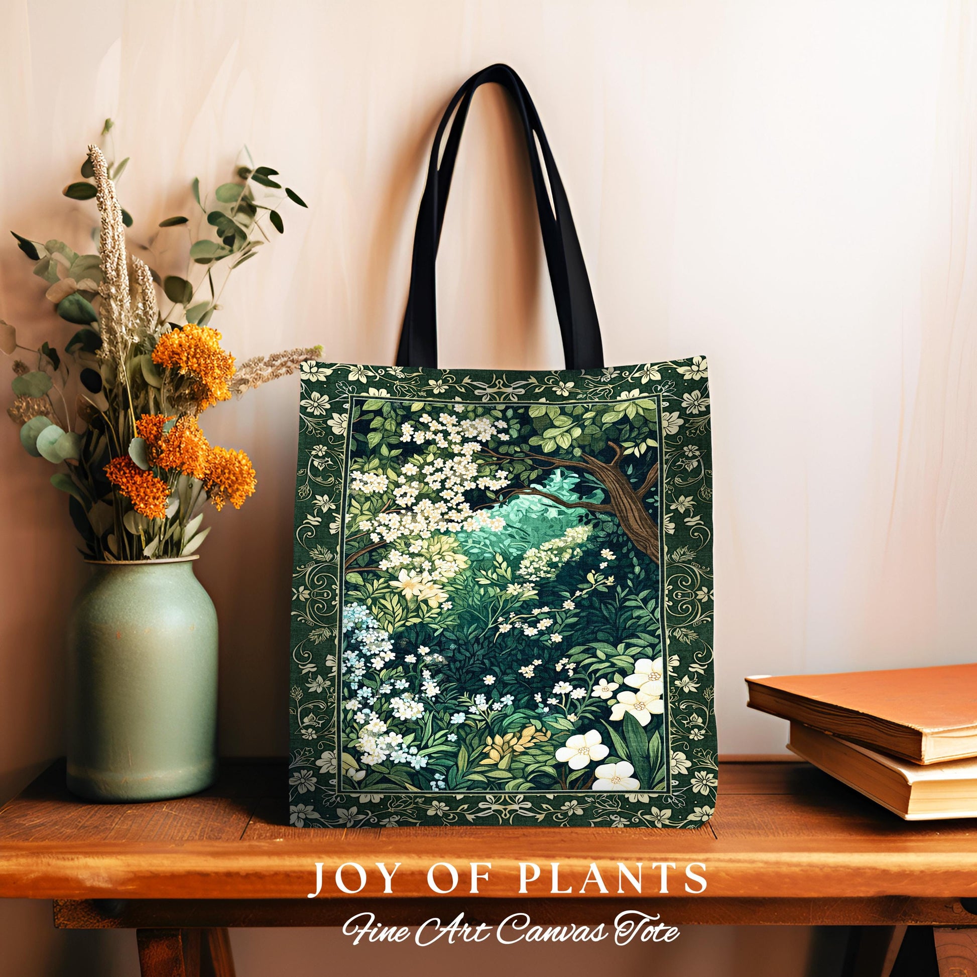 Botanical Aesthetic Forest Tapestry Bag Dark Cottagecore Folklore Inspired Style | Ethereal Aesthetic Fairycore Mystical Woodland Tote |