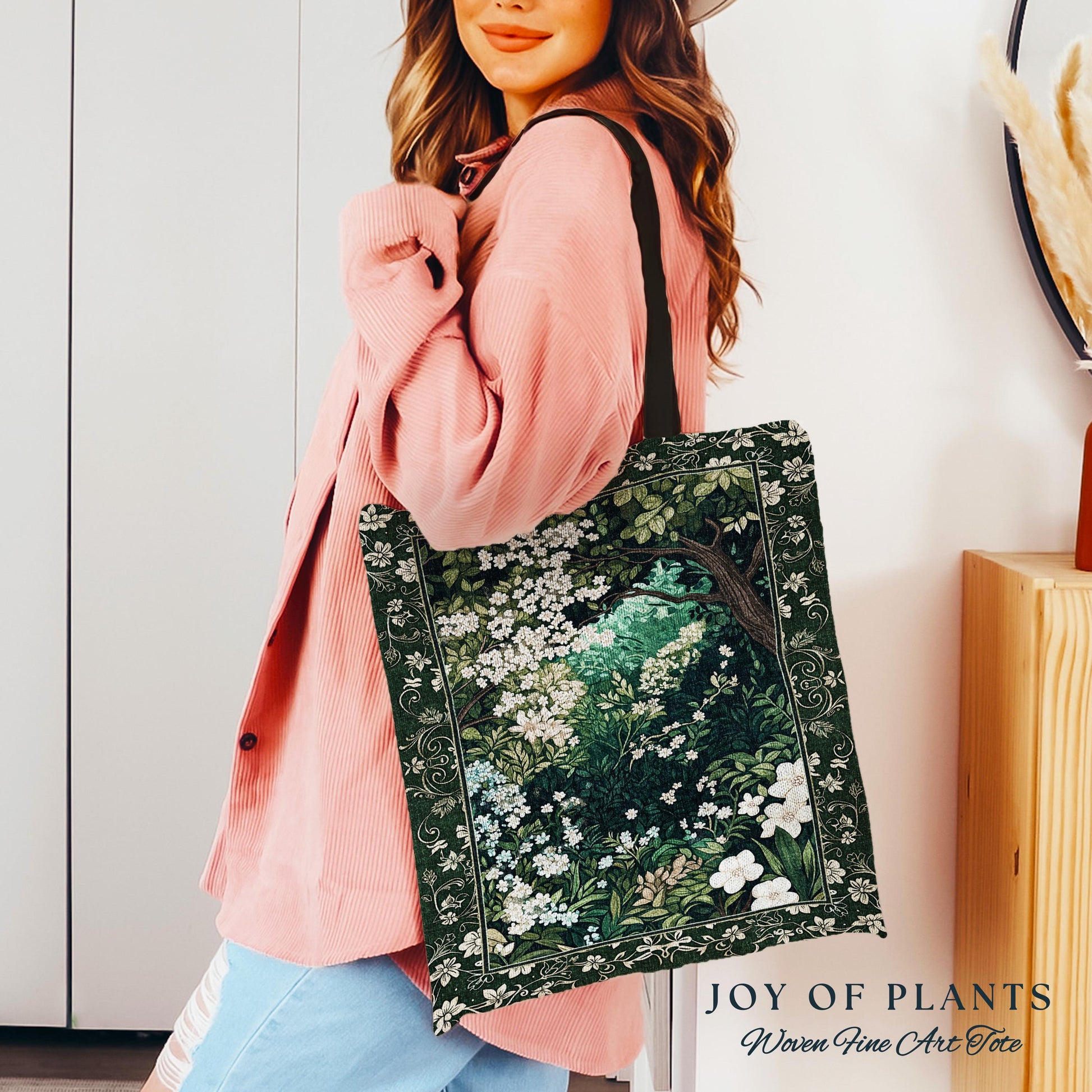 Botanical Aesthetic Forest Tapestry Bag Dark Cottagecore Folklore Inspired Style | Ethereal Aesthetic Fairycore Mystical Woodland Tote |