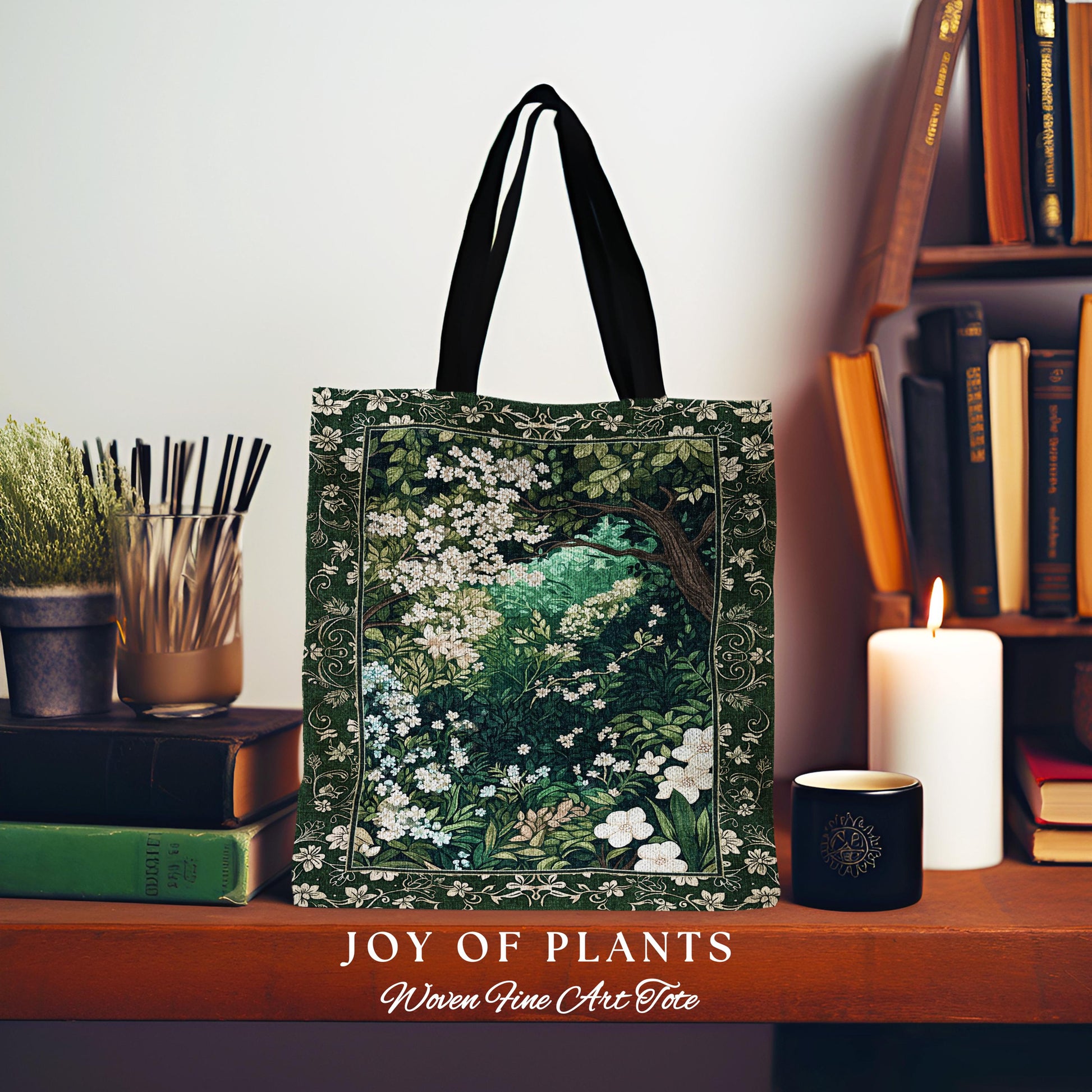 Botanical Aesthetic Forest Tapestry Bag Dark Cottagecore Folklore Inspired Style | Ethereal Aesthetic Fairycore Mystical Woodland Tote |