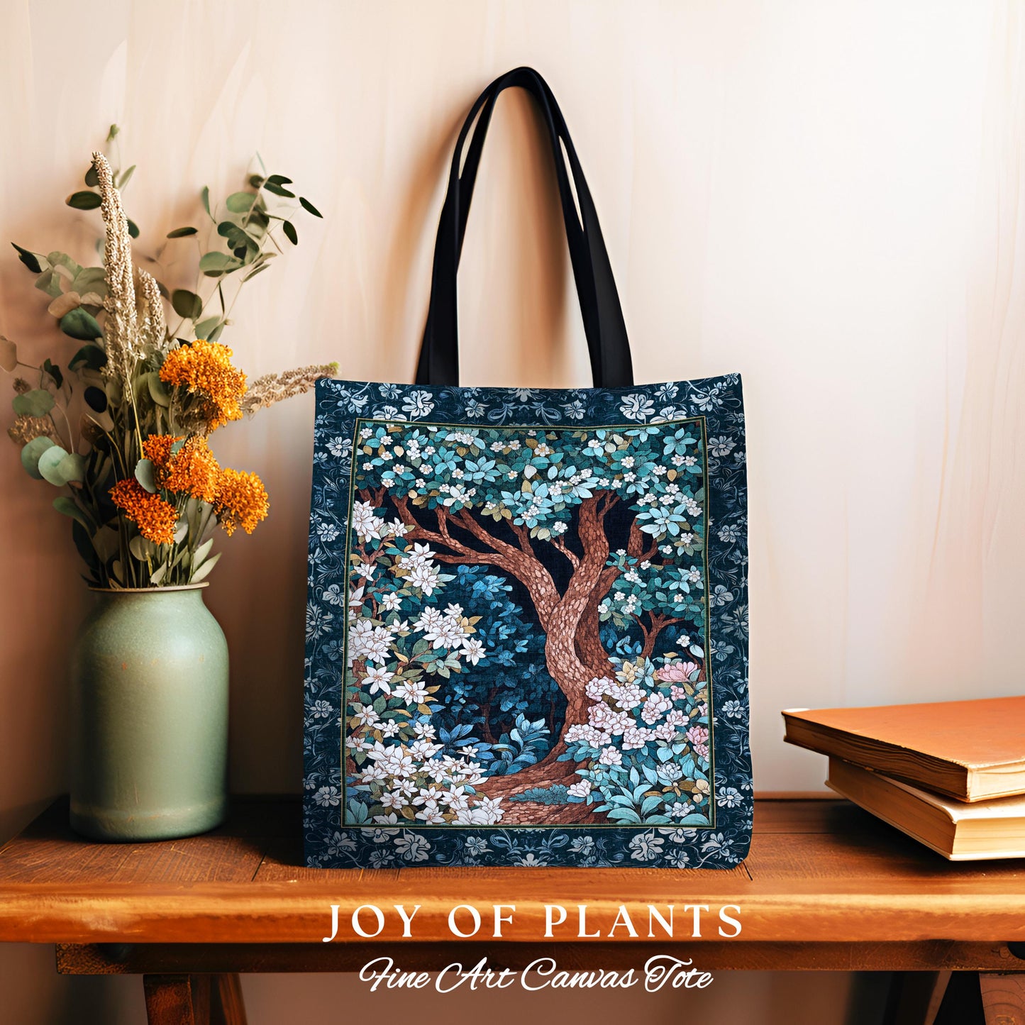 Bohemian Tree Tapestry Tote Magical Aesthetic Folklore Forest Ethereal Style | Nature Inspired Woodland Magic Wildflower Fairycore Bag |