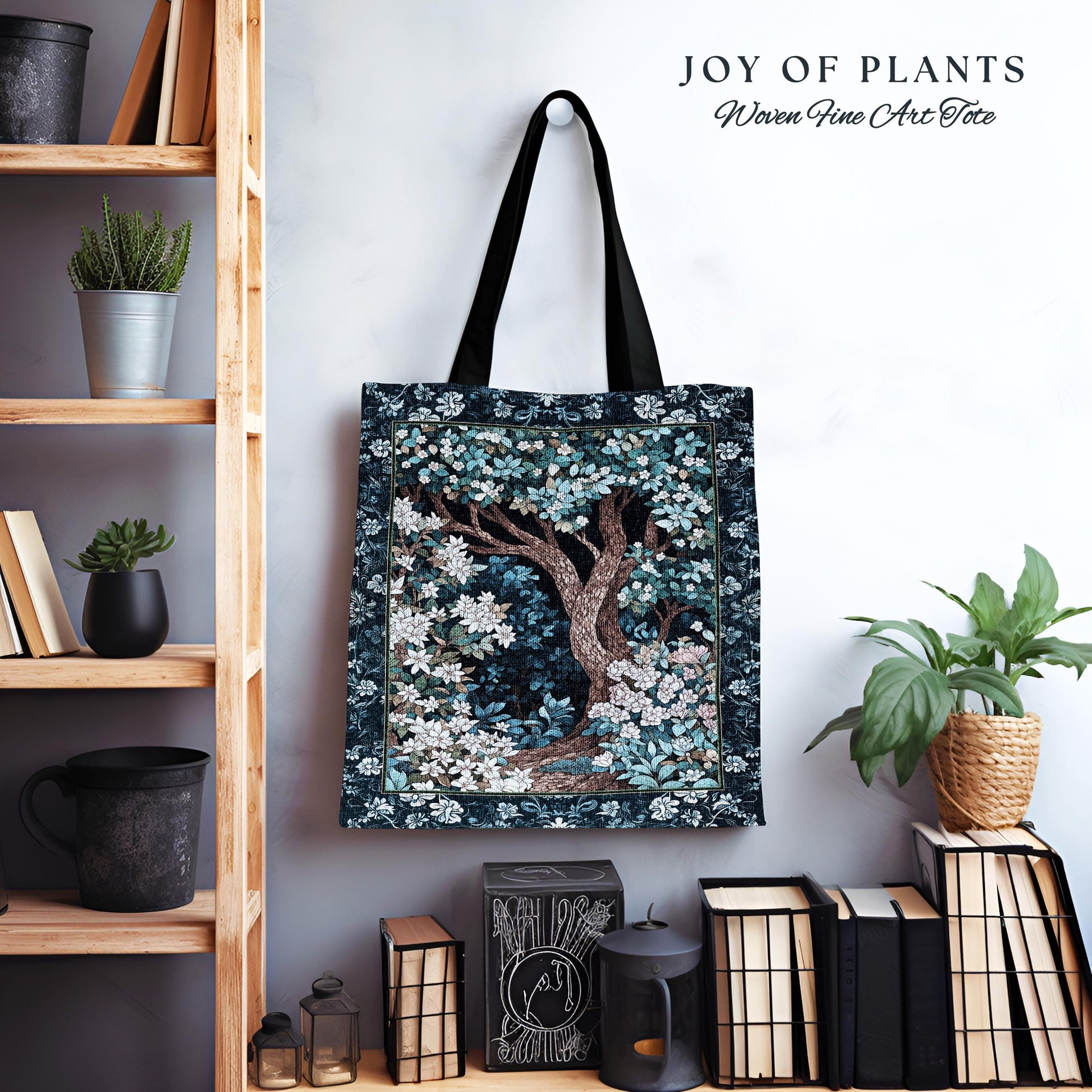 Bohemian Tree Tapestry Tote Magical Aesthetic Folklore Forest Ethereal Style | Nature Inspired Woodland Magic Wildflower Fairycore Bag |