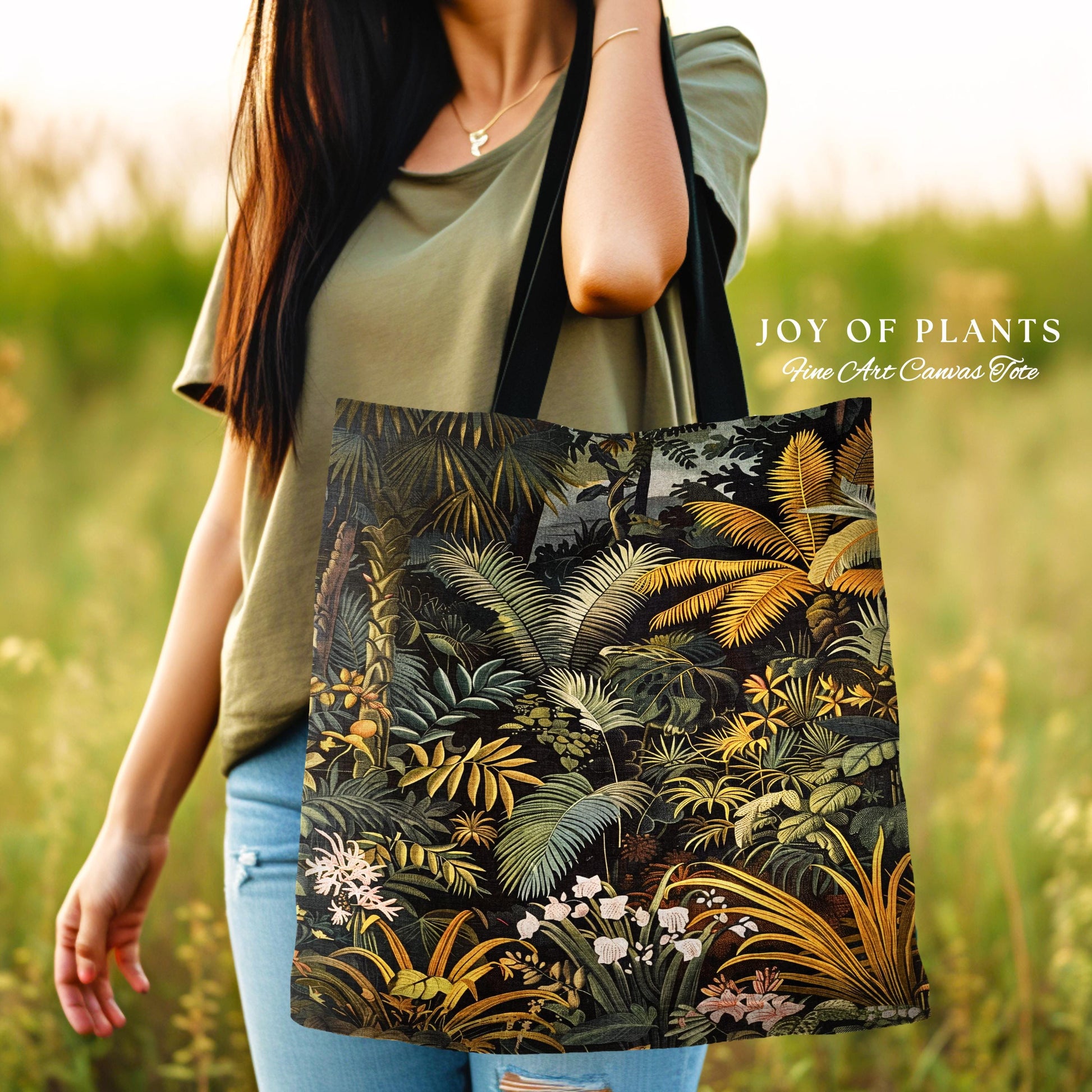 Earthy Colors Tropical Leaves Tapestry Bag | Jungle Aesthetic Style Whimsical Botanical Accessory Forest House Plant Woven Tote Ethereal |