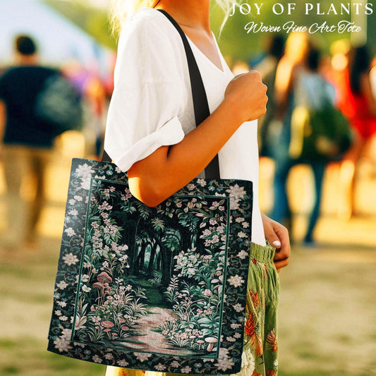 Cottagecore Woodland Nature Tote Bag | Whimsigoth Folklore Ethereal Aesthetic Tapestry Bag Nature Inspired Magic Fairy Inspired Accessory |