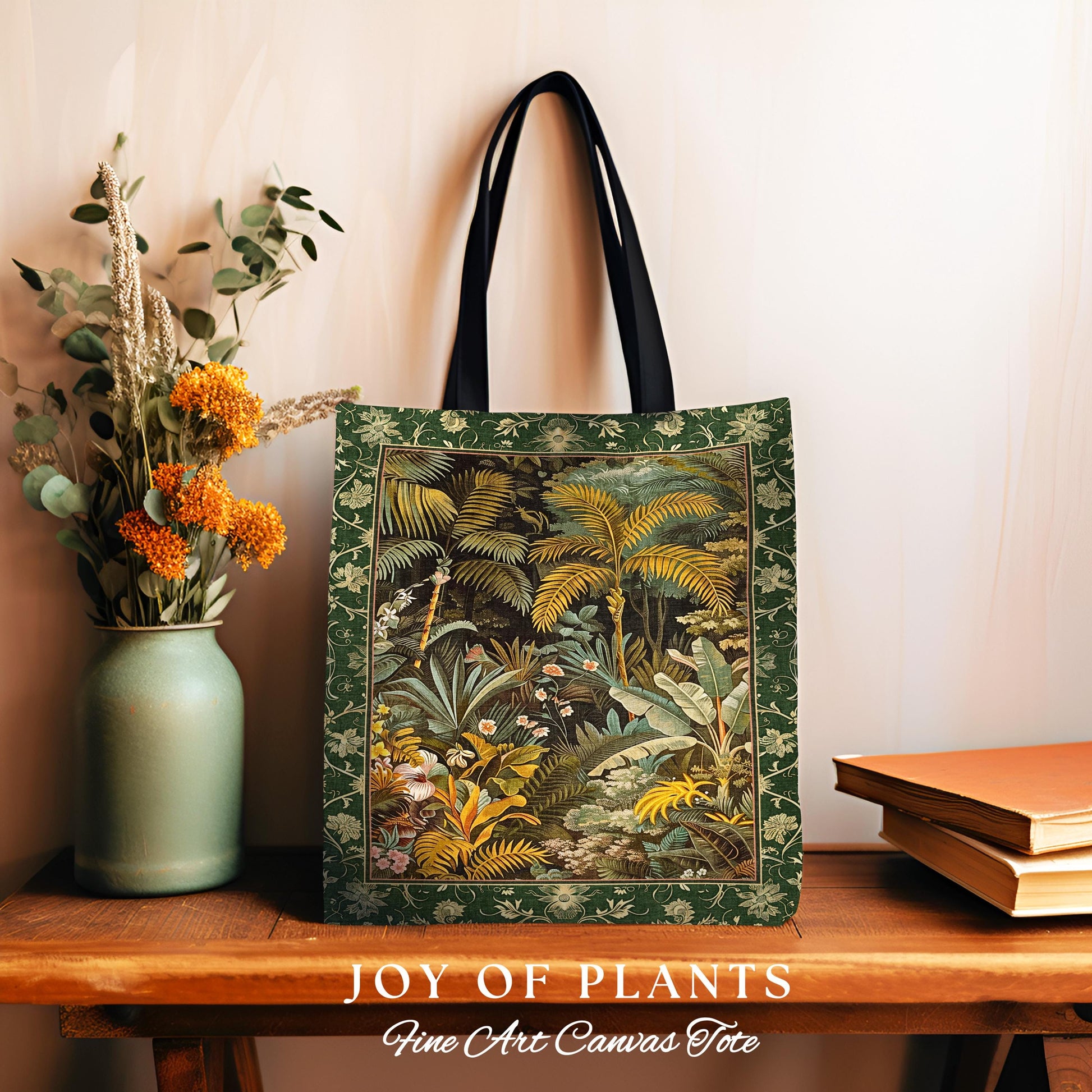 Maximalist Botanical Jungle Tote Bag | Exotic Leaf Tropical Nature Theme Accessory Vintage Elegance Woven Tapestry Bag Forest Aesthetic |