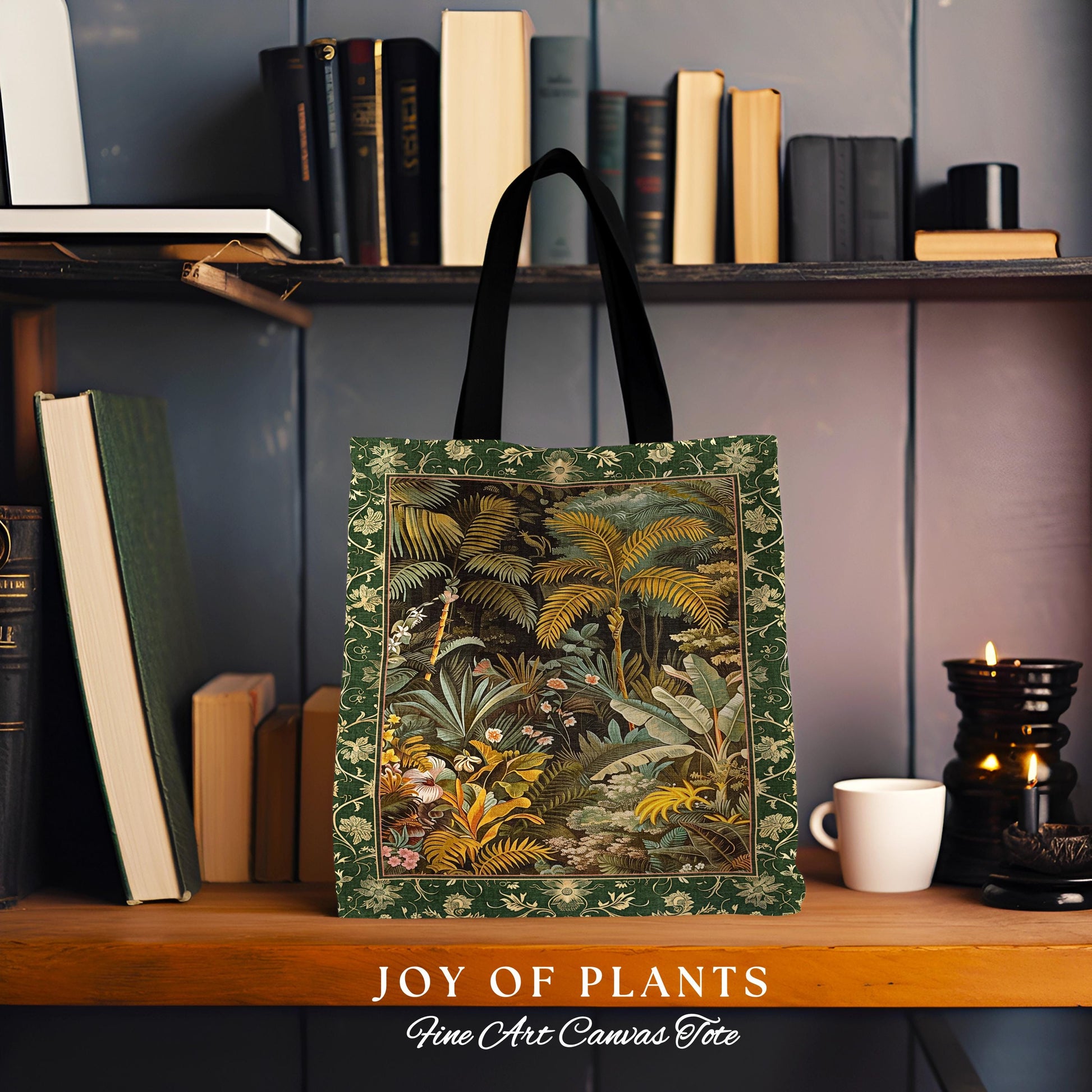 Maximalist Botanical Jungle Tote Bag | Exotic Leaf Tropical Nature Theme Accessory Vintage Elegance Woven Tapestry Bag Forest Aesthetic |