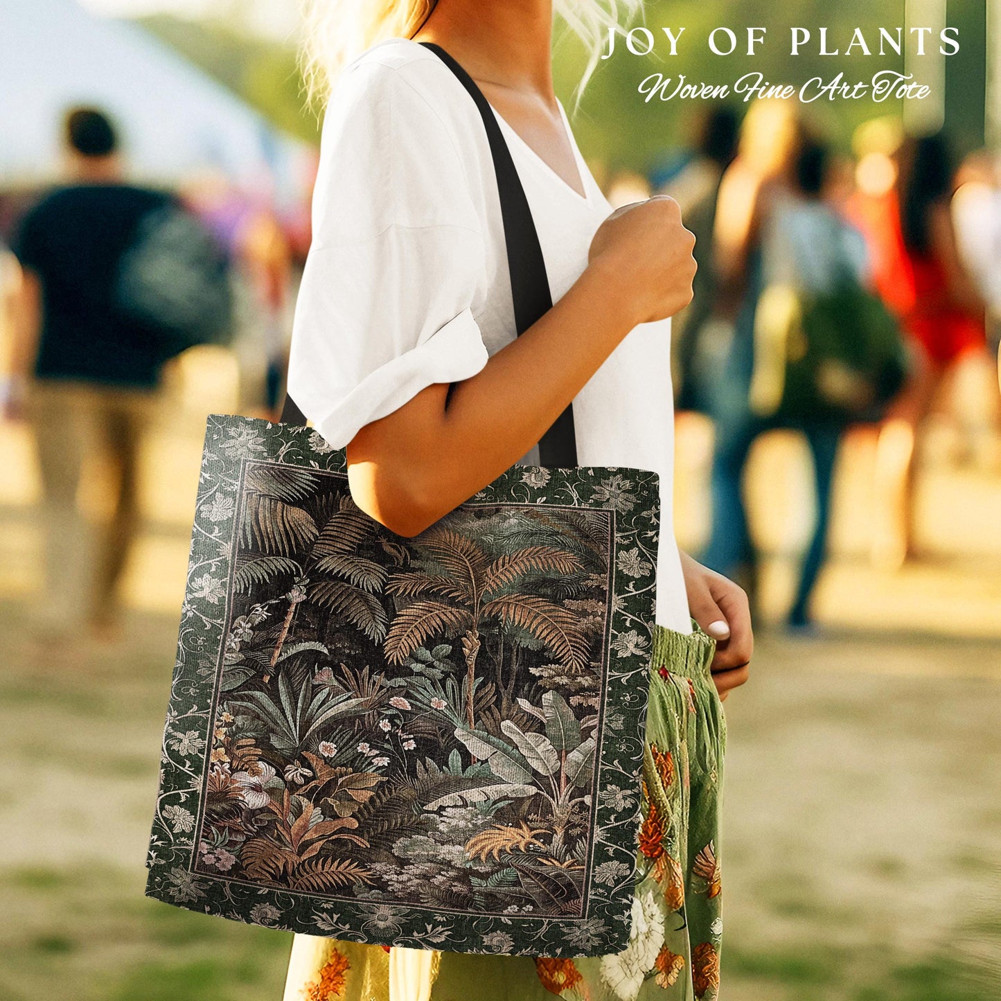 Maximalist Botanical Jungle Tote Bag | Exotic Leaf Tropical Nature Theme Accessory Vintage Elegance Woven Tapestry Bag Forest Aesthetic |