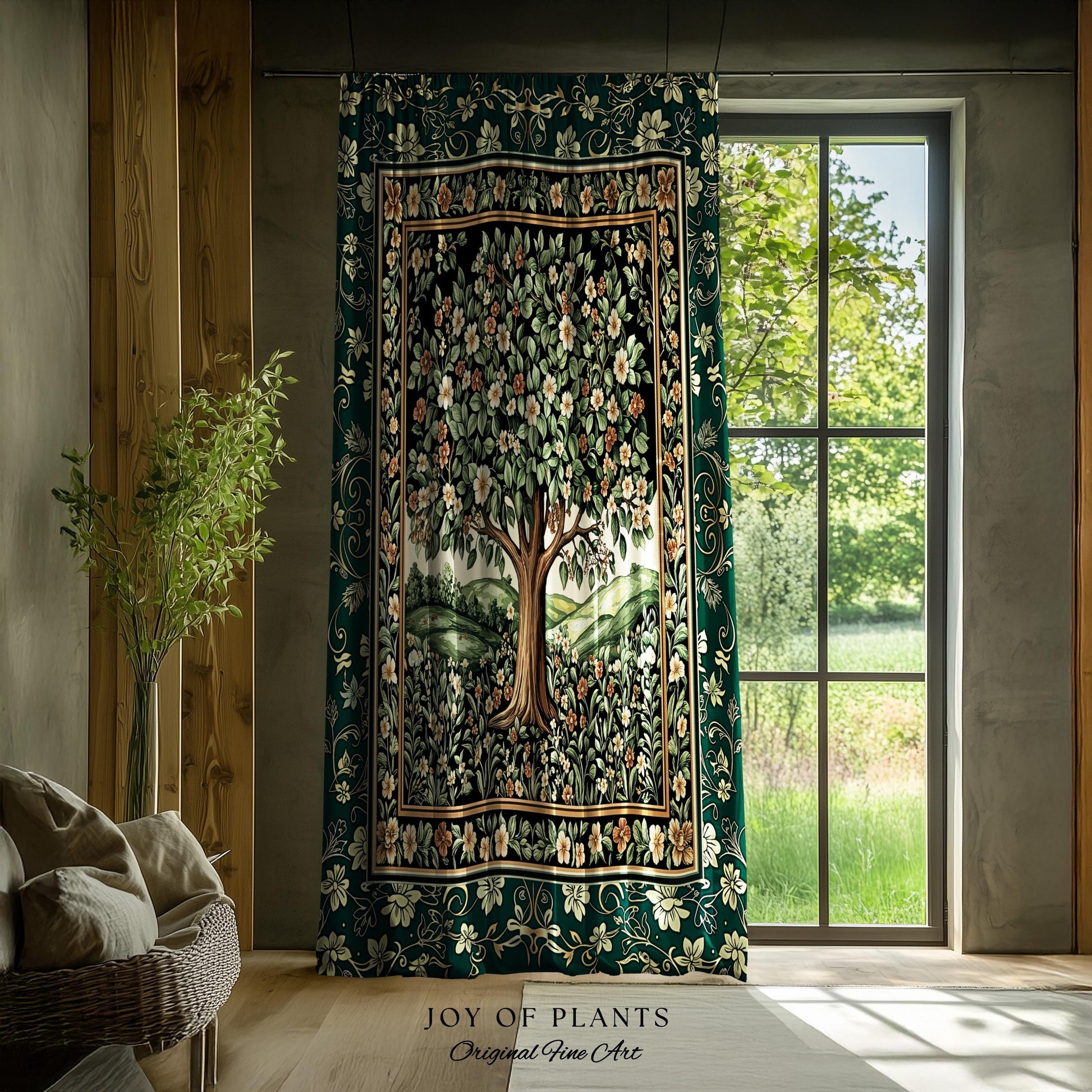 Fairytale Garden Timeless Curtains | Storybook Botanical Medieval Rustic Legacy Folklore Romantic Cottage Inspired Earthy Aesthetic Drapes |