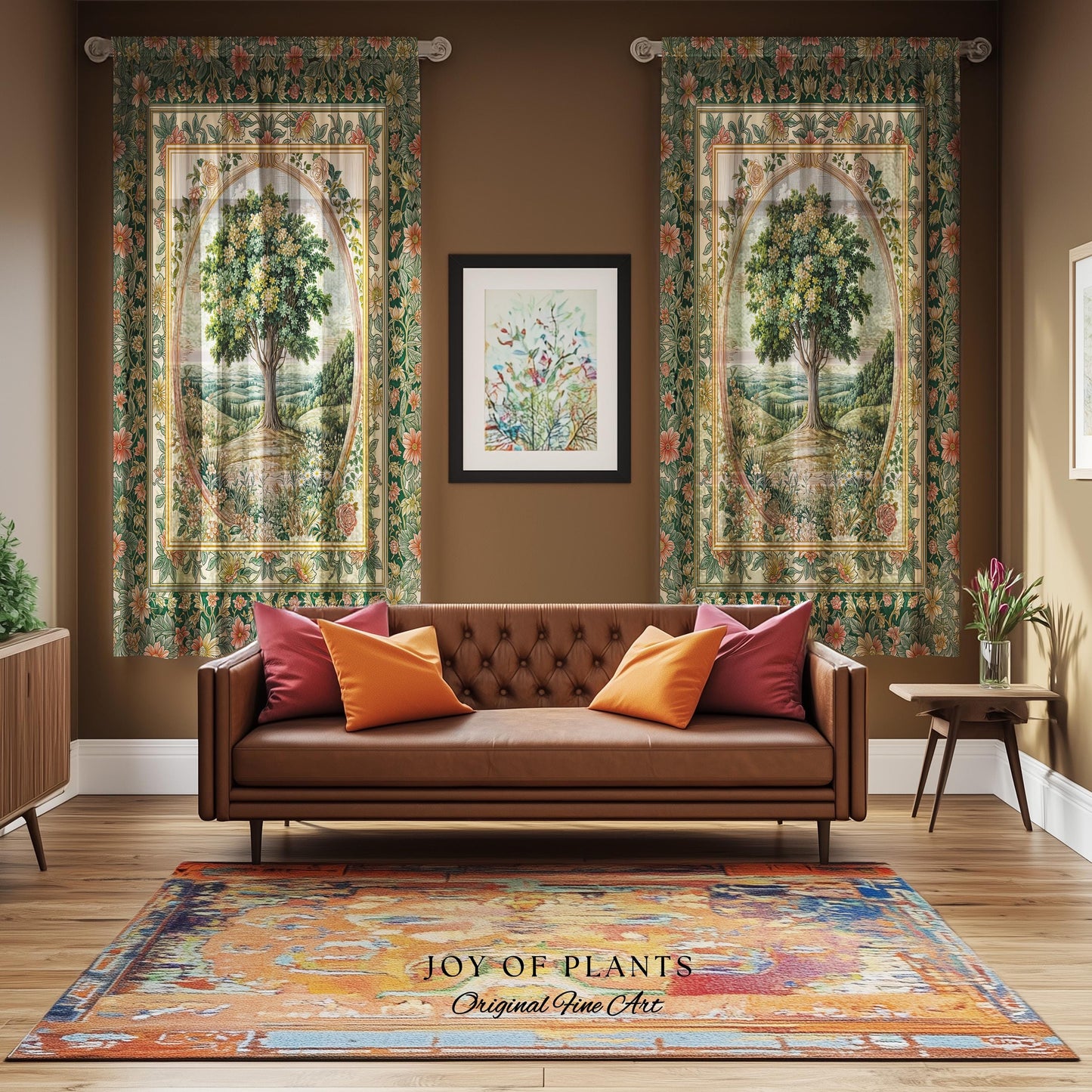 Chateau Garden Tree of Life Curtains | French Provincial Landscape Antique Floral Accent Romantic Aesthetic Victorian Decor Ornate Drapes |