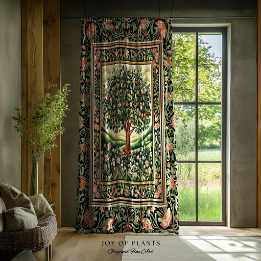 Enchanted Cottagecore Tree Curtains | Romantic Pattern Whimsical Garden Soft Folklore Cozy Accent Natural Old World Classic Aesthetic Drapes