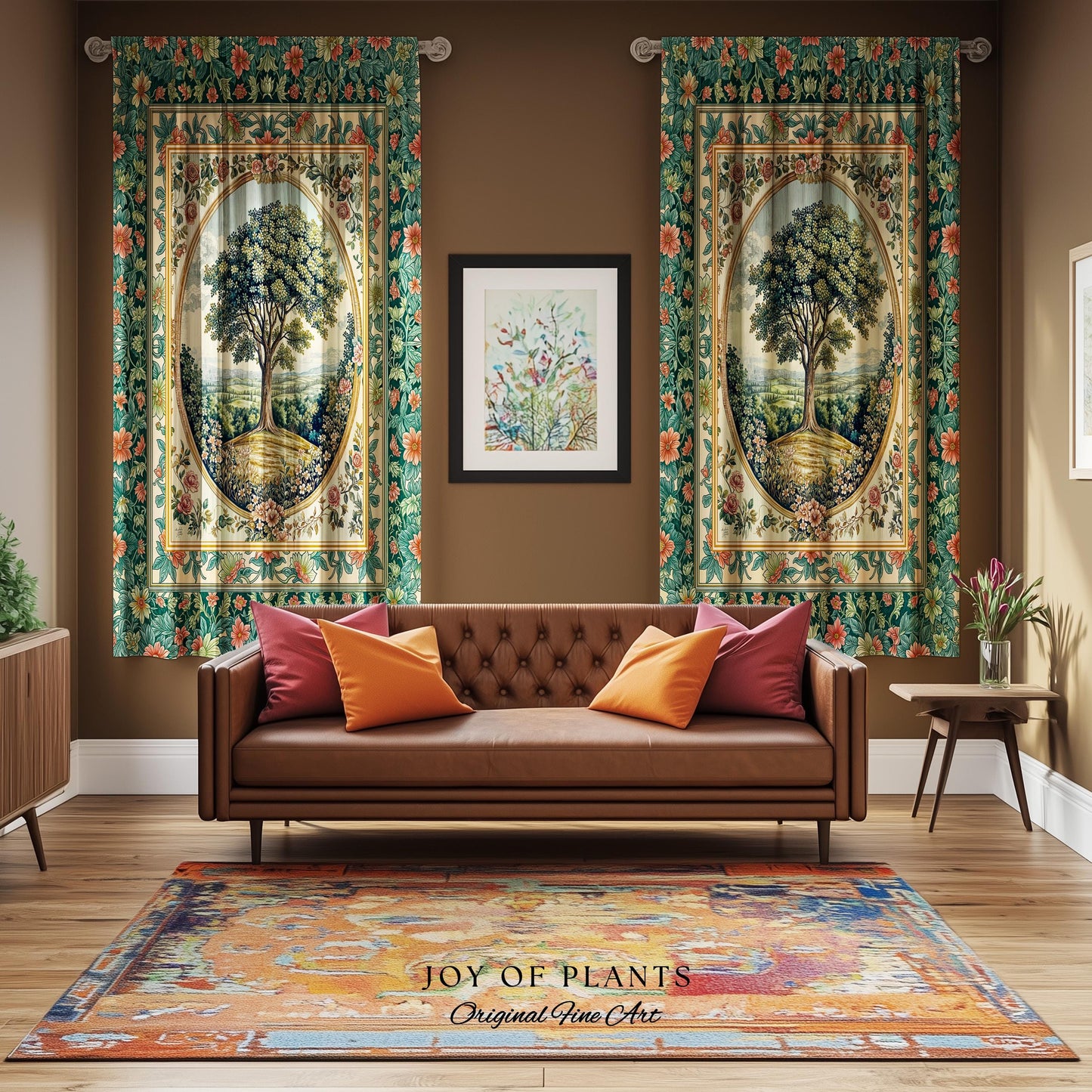 Romantic Ornate Botanical Countryside Curtains | Victorian Antique Botanical Accent French Garden Style Chateau Floral Classical Decor Drape