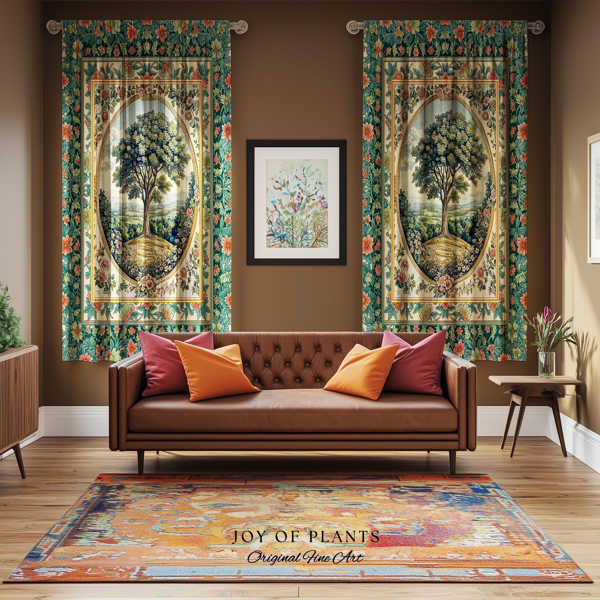 Romantic Ornate Botanical Countryside Curtains | Victorian Antique Botanical Accent French Garden Style Chateau Floral Classical Decor Drape