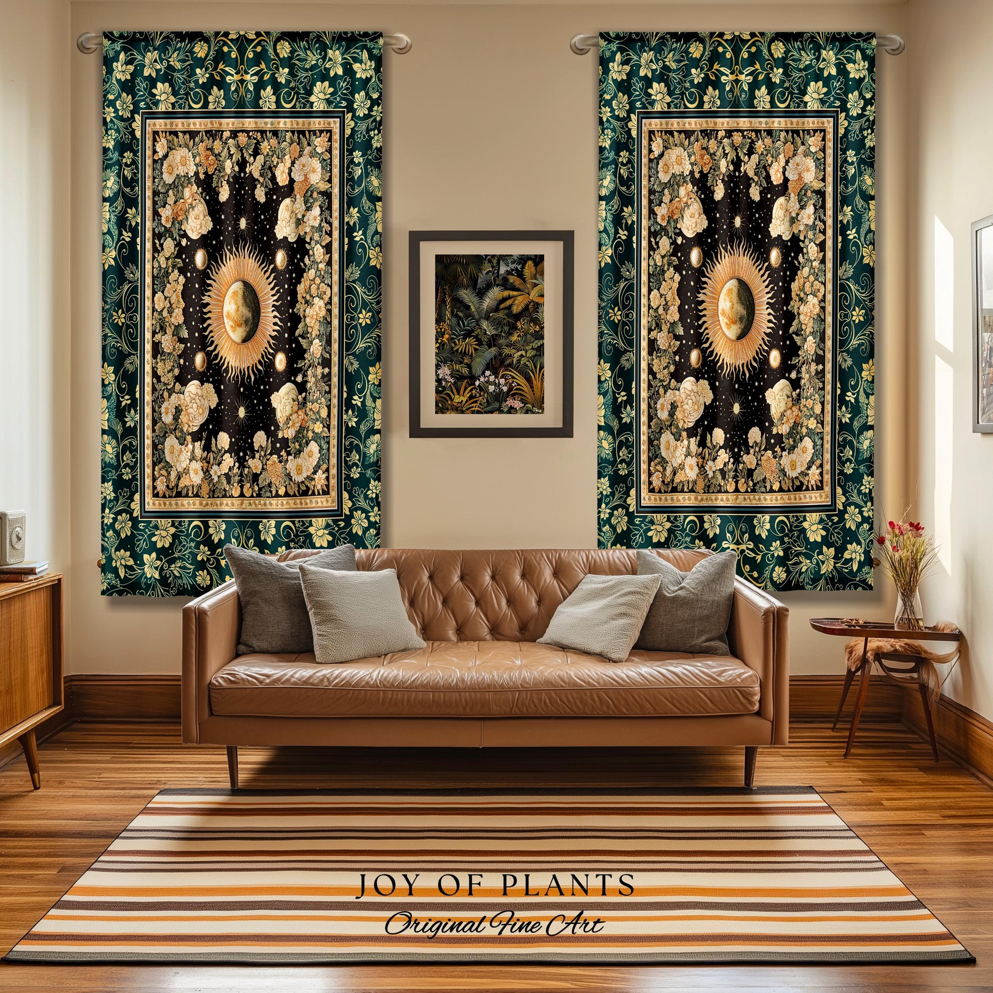 Sun and Moon Bohemian Curtains | Moody Skies Astrology Drapes Vintage Celestial Cozy Bedroom Astrology Tapestry Dark Cottagecore Bohemian |