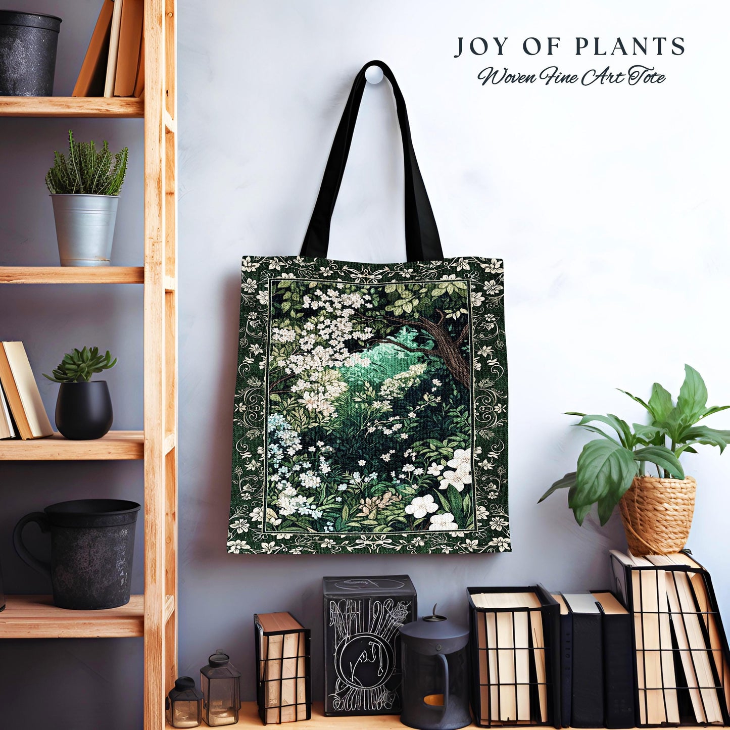 Botanical Aesthetic Forest Tapestry Bag Dark Cottagecore Folklore Inspired Style | Ethereal Aesthetic Fairycore Mystical Woodland Tote |