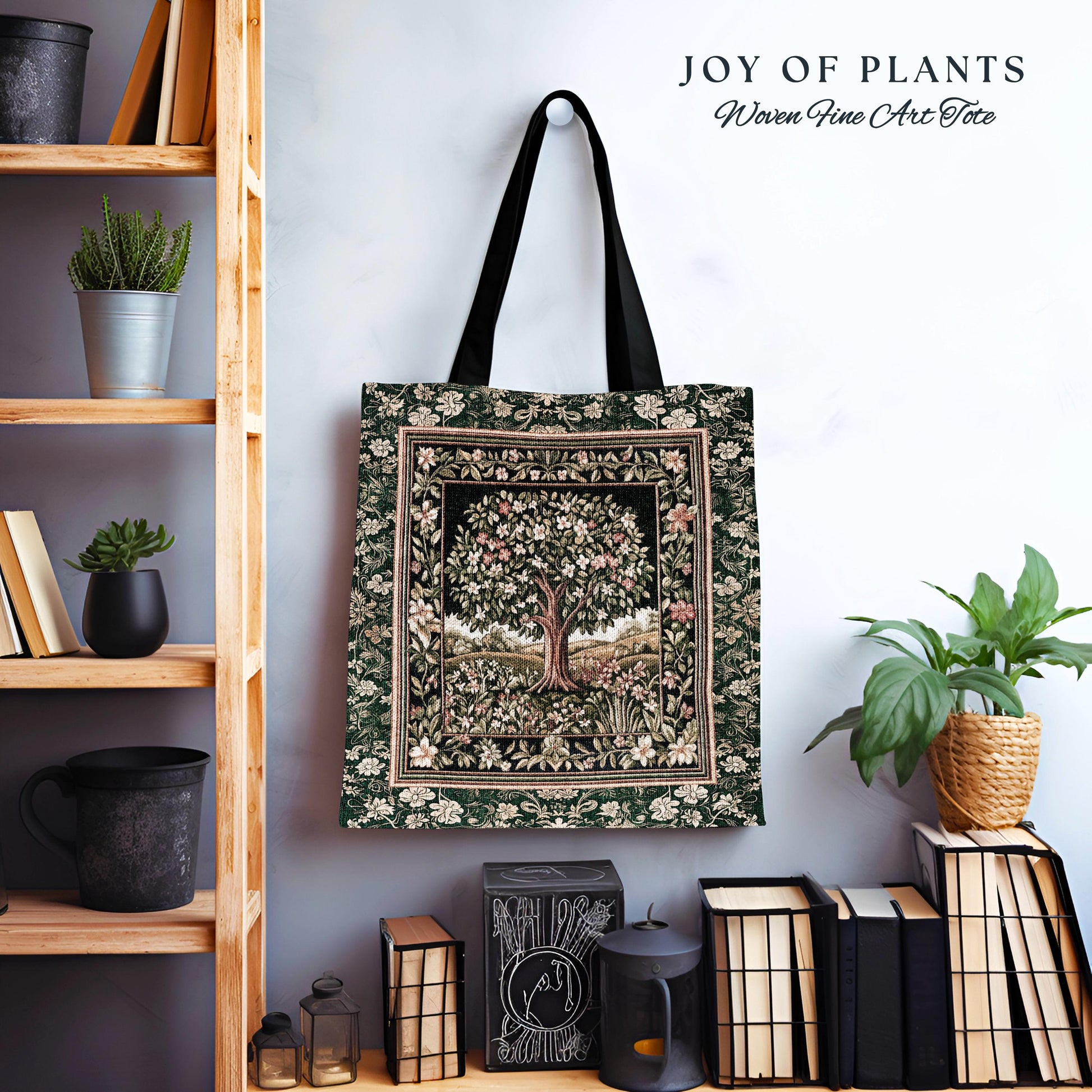 Botanical Tree of Life Tote Bag | Ornate Floral Heritage Decor Vintage Nature Aesthetic Cottagecore Fairycore Accessory Woodland Inspired |