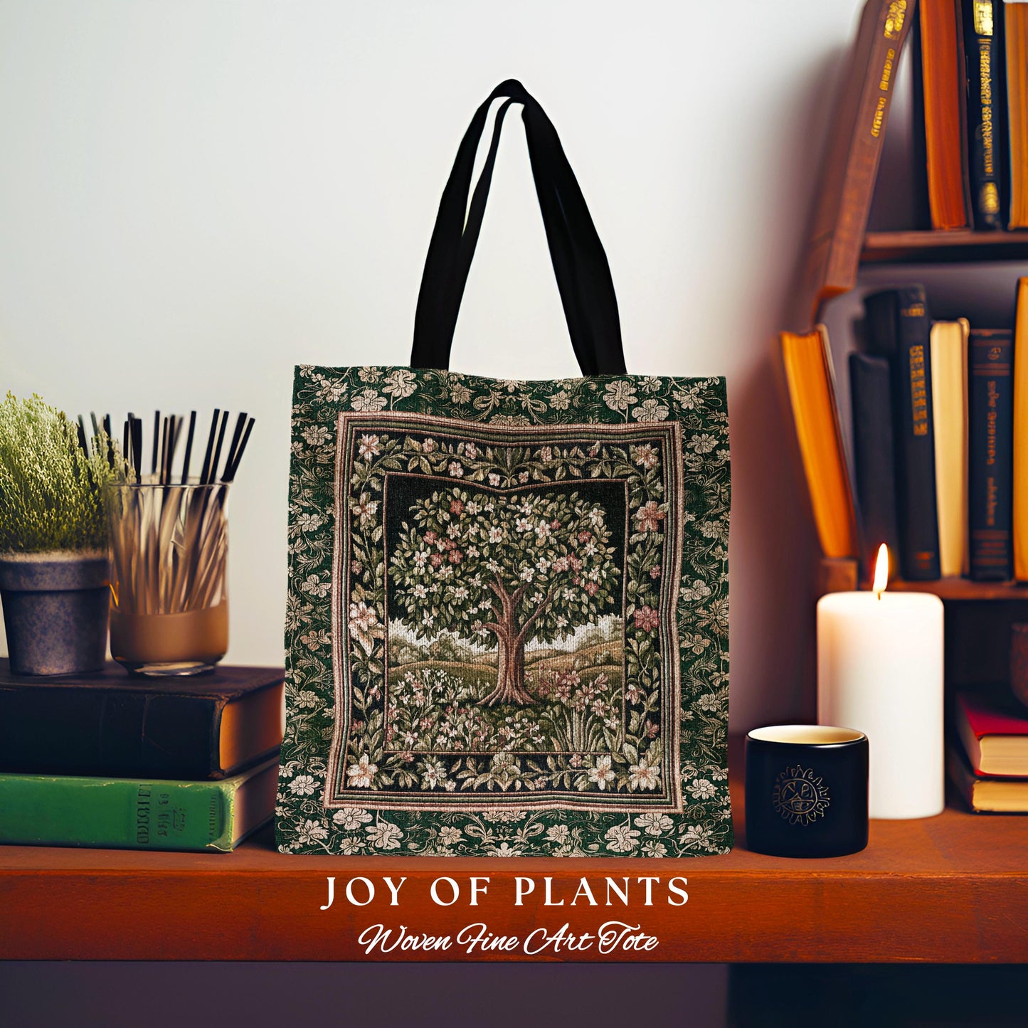 Botanical Tree of Life Tote Bag | Ornate Floral Heritage Decor Vintage Nature Aesthetic Cottagecore Fairycore Accessory Woodland Inspired |