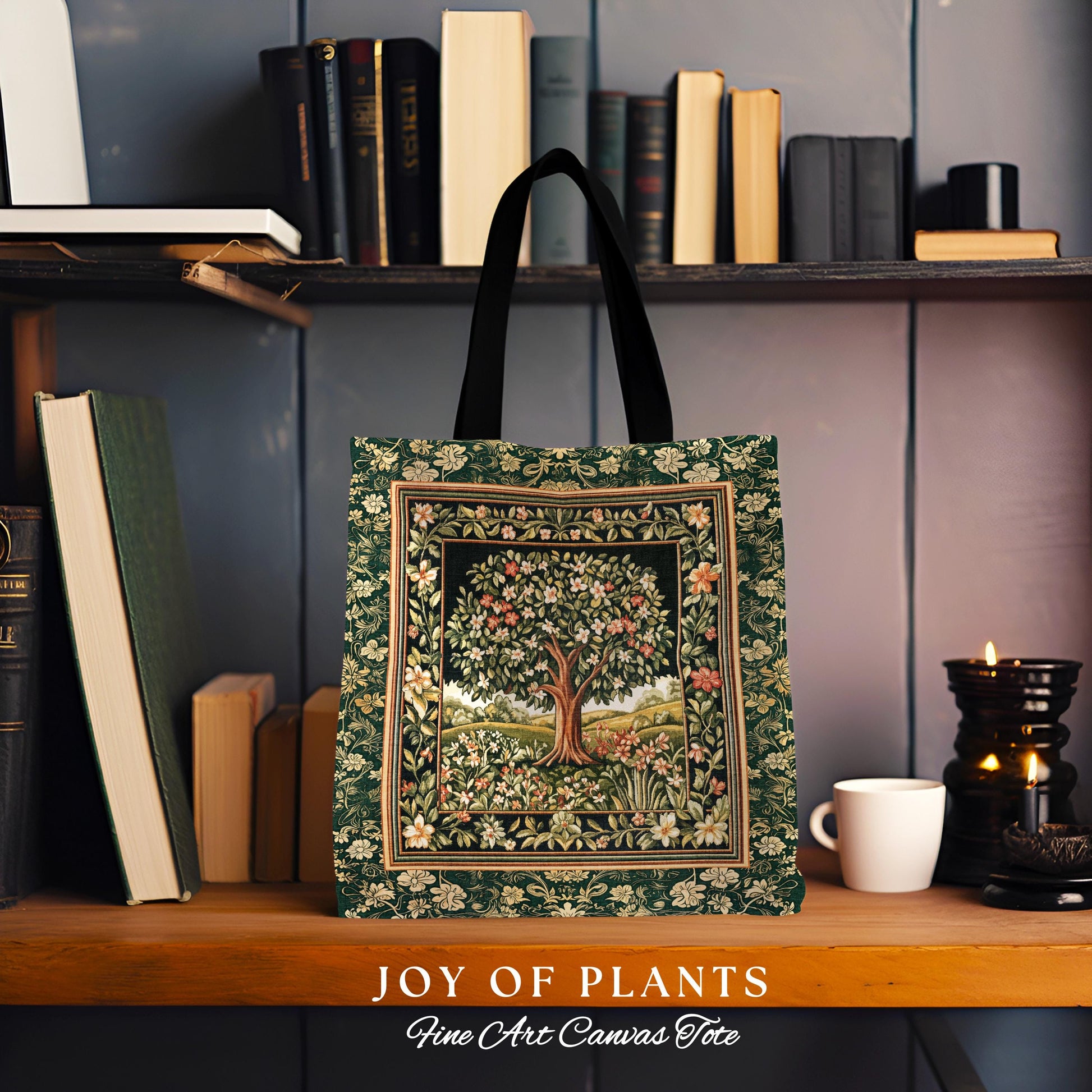 Botanical Tree of Life Tote Bag | Ornate Floral Heritage Decor Vintage Nature Aesthetic Cottagecore Fairycore Accessory Woodland Inspired |