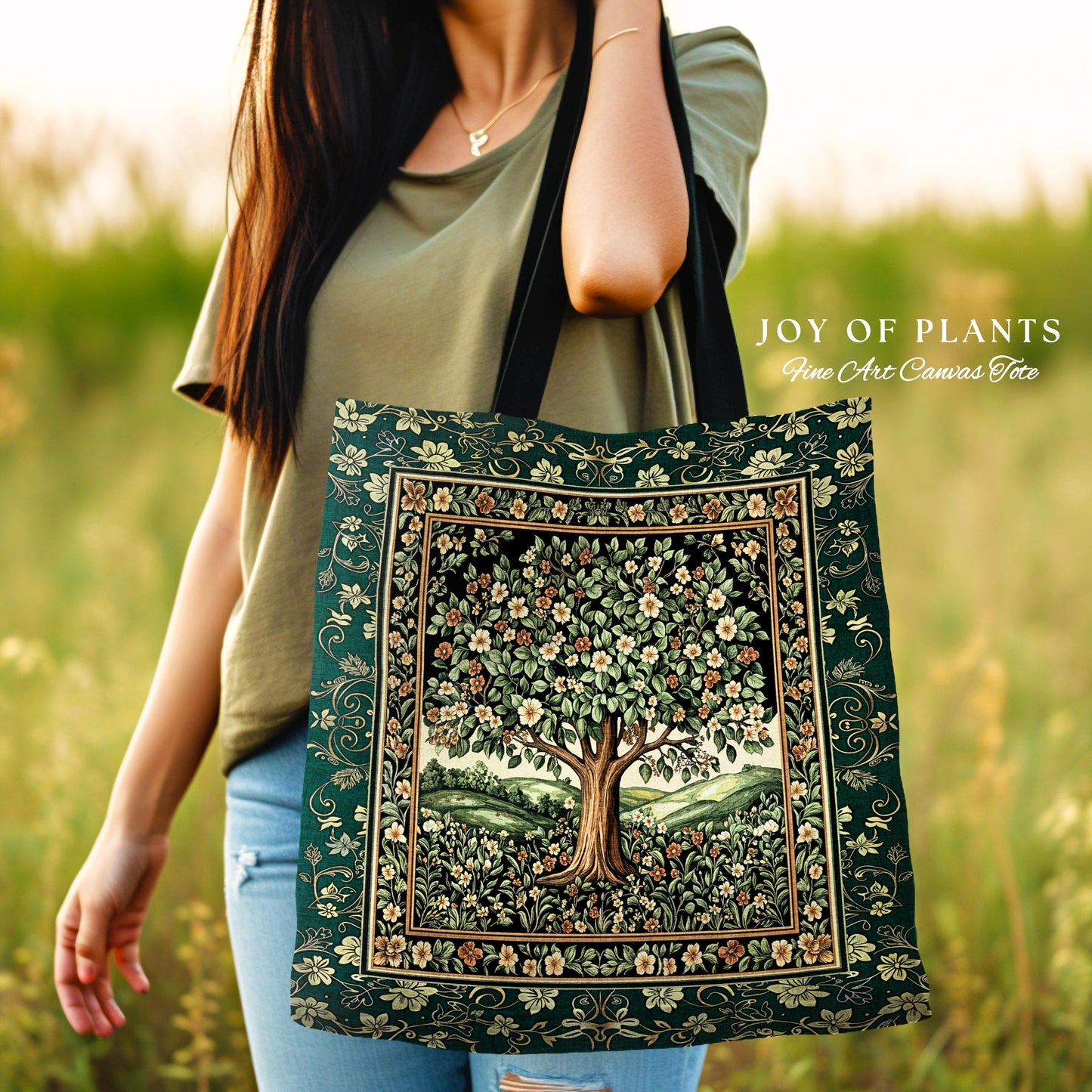 Fairytale Garden Timeless Everyday Tote | Storybook Botanical Medieval Rustic Folklore Romantic Cottage Inspired Cozy Earthy Aesthetic Bag |