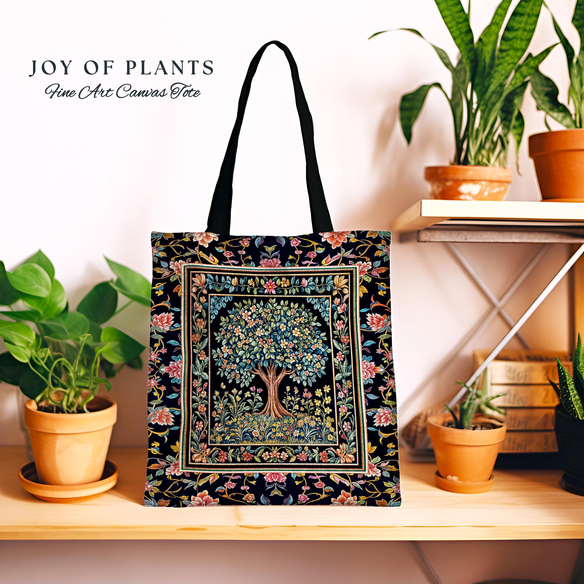 Eclectic Whimsy Tree of Life Tote Bag | Colorful Style Forest Fairy Cottagecore Garden Folklore Floral Enchanted Tapestry Bag Gothic Pastel