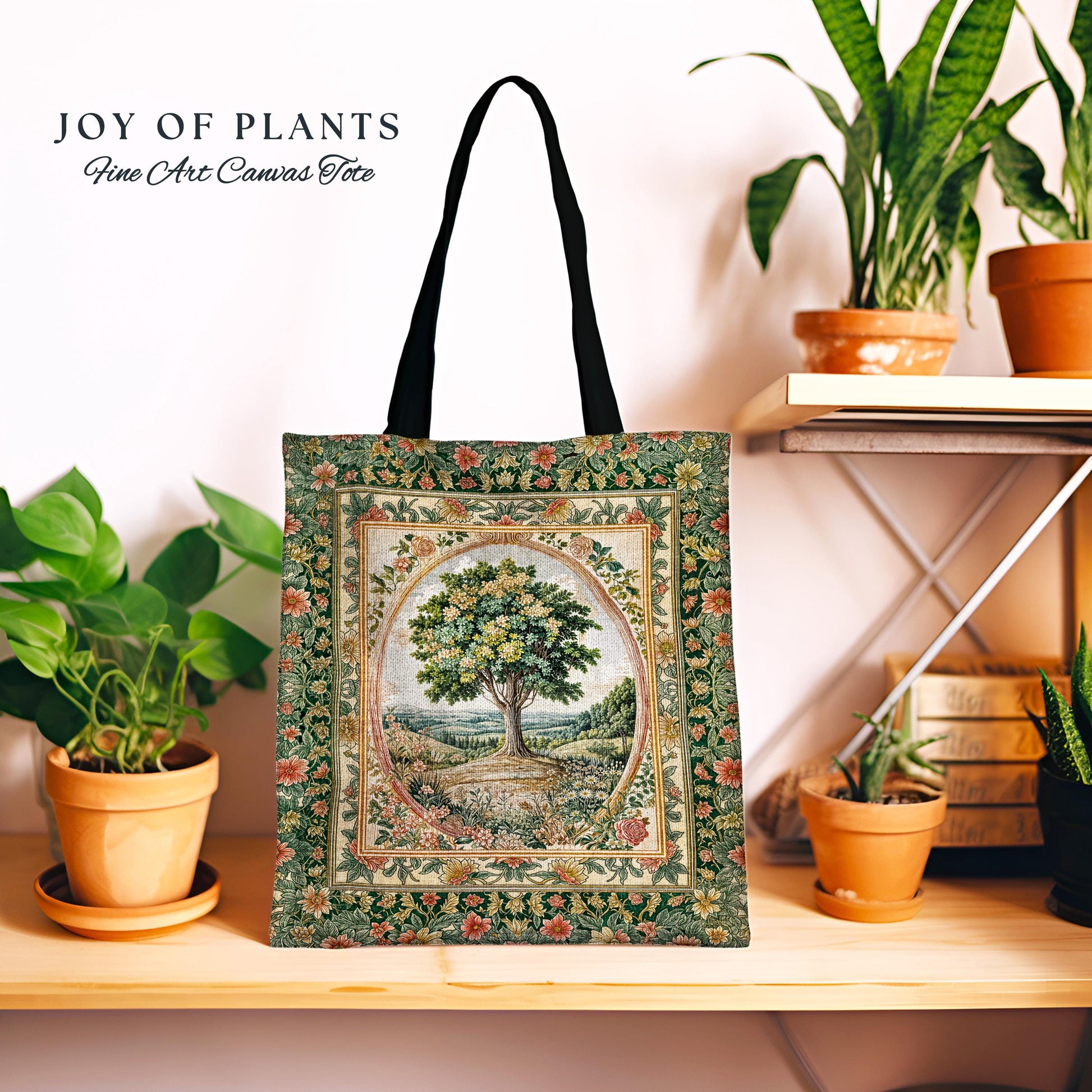 Chateau Garden Tree of Life Tote Bag | French Provincial Landscape Antique Floral Tapestry Bag Romantic Aesthetic Victorian Ornate Style |