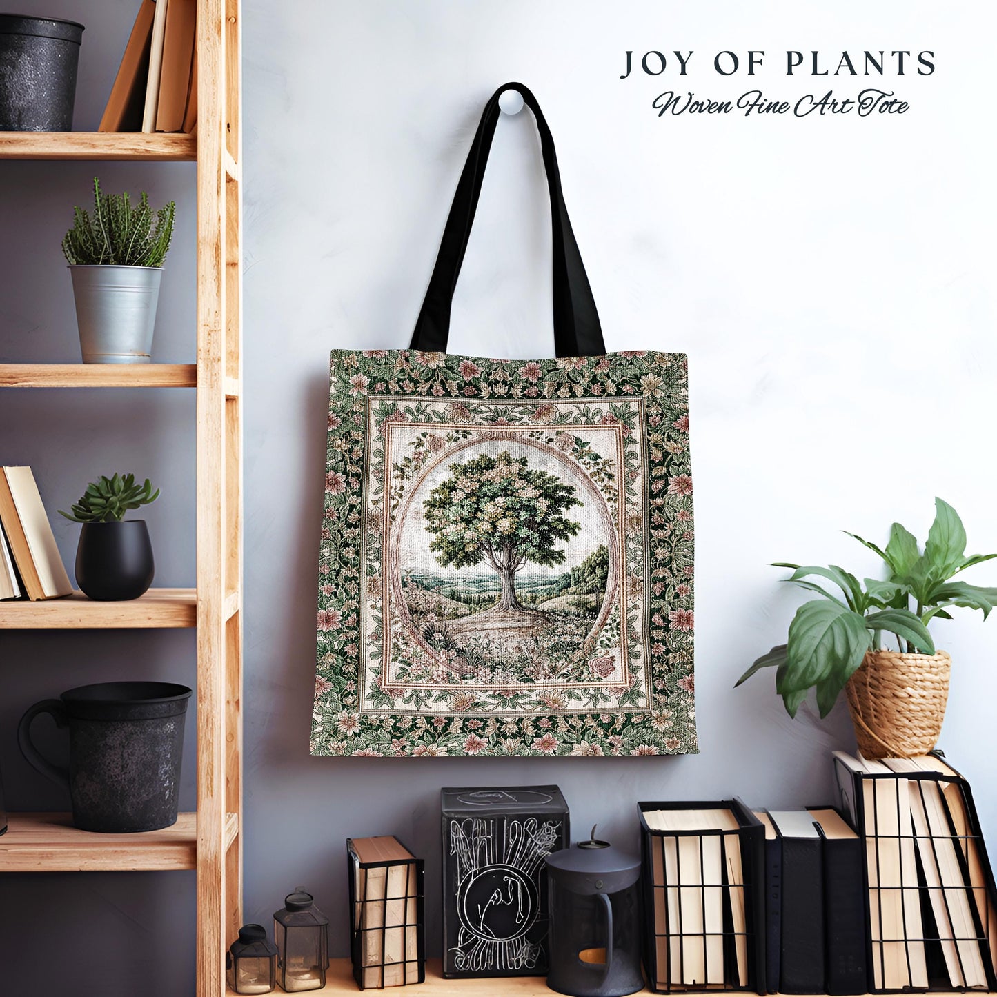 Chateau Garden Tree of Life Tote Bag | French Provincial Landscape Antique Floral Tapestry Bag Romantic Aesthetic Victorian Ornate Style |