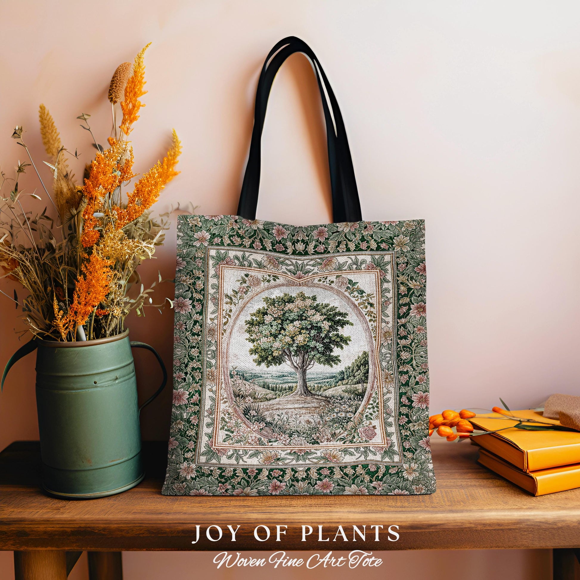 Chateau Garden Tree of Life Tote Bag | French Provincial Landscape Antique Floral Tapestry Bag Romantic Aesthetic Victorian Ornate Style |