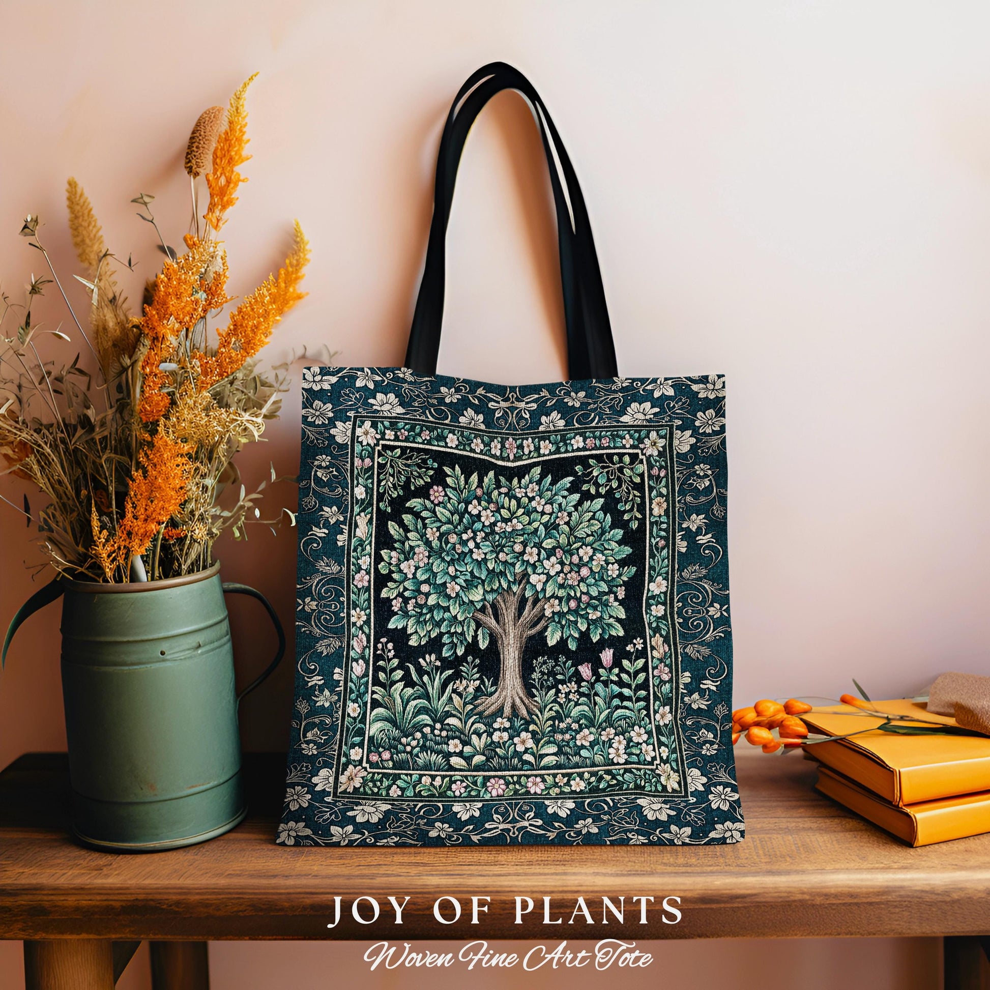 Folklore Forest Storybook Tote Bag | Enchanted Floral Botanical Cozy Heritage Tree Vintage Cottagecore Nature Aesthetic Classic Everyday Bag