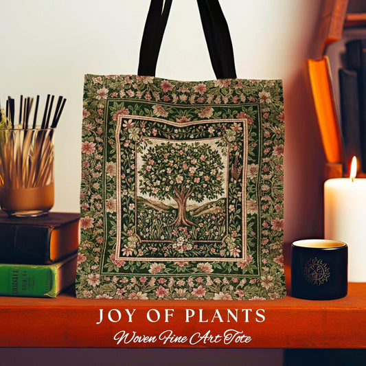 Coquette Cottagecore Woodland Tote Bag | Romantic Fairy Tale Floral Dreamy Forest Cozy Tapestry Bag Rustic Botanical Soft Storybook Cottage