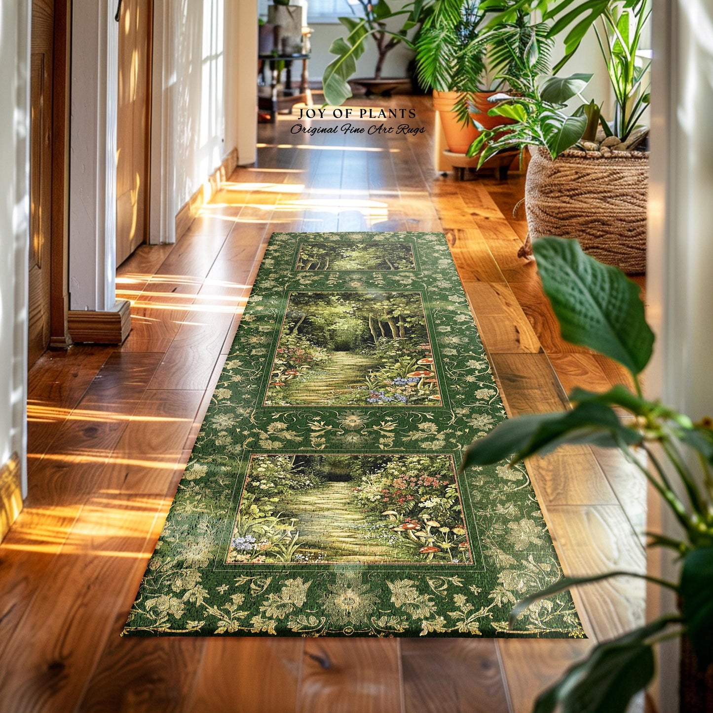 Natural Plants Ethereal Folklore Area Rug | Woodland Fairy Inspired Nature Lover Bedroom Cozy Earthy Bedroom Decor Mystical Floral Landscape