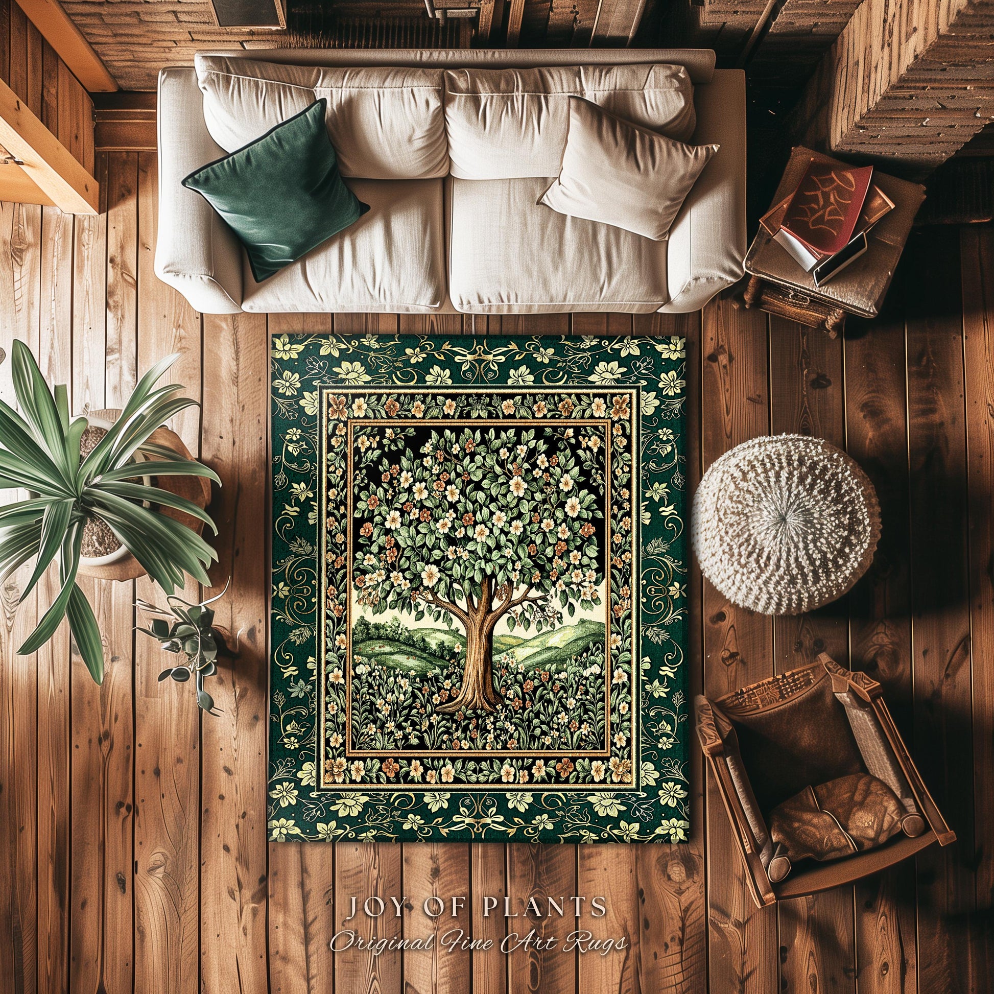 Fairytale Garden Timeless Accent Rug | Storybook Botanical Medieval Rustic Legacy Folklore Romantic Cottage Inspired Cozy Earthy Aesthetic |