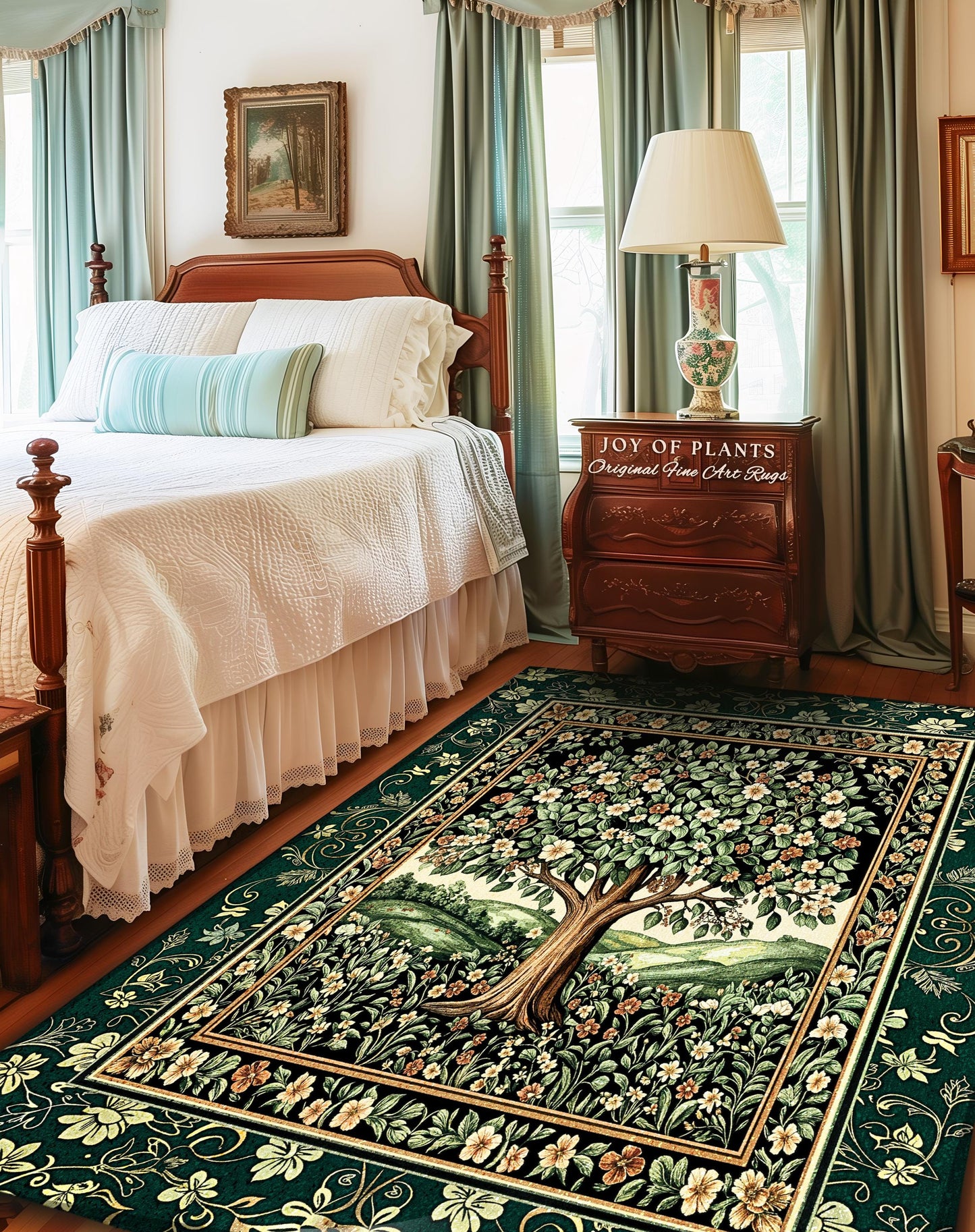 Fairytale Garden Timeless Accent Rug | Storybook Botanical Medieval Rustic Legacy Folklore Romantic Cottage Inspired Cozy Earthy Aesthetic |