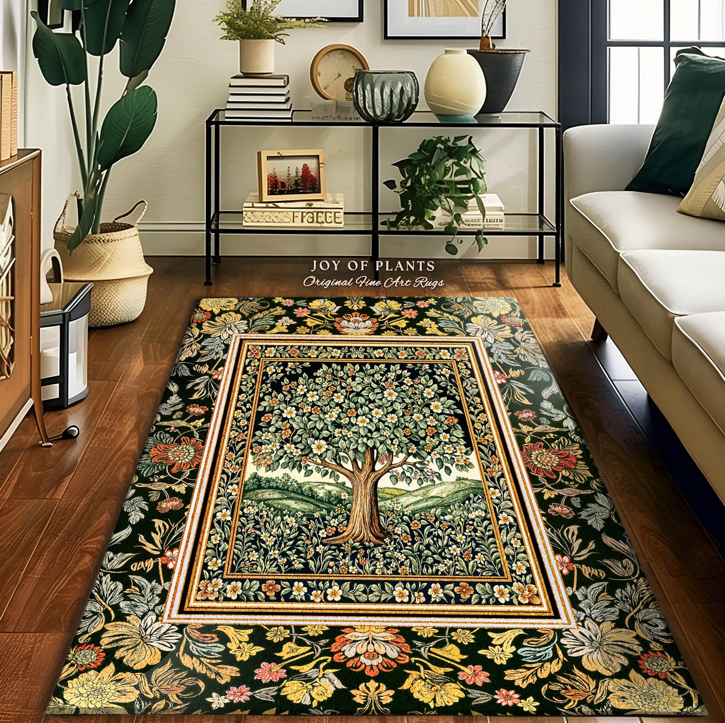 Rustic Fairytale Tree Accent Rug | Cozy Enchanted Nature Romantic Forest Ethereal Vintage Floral Woodland Storybook Dreamy Whimsical Magic