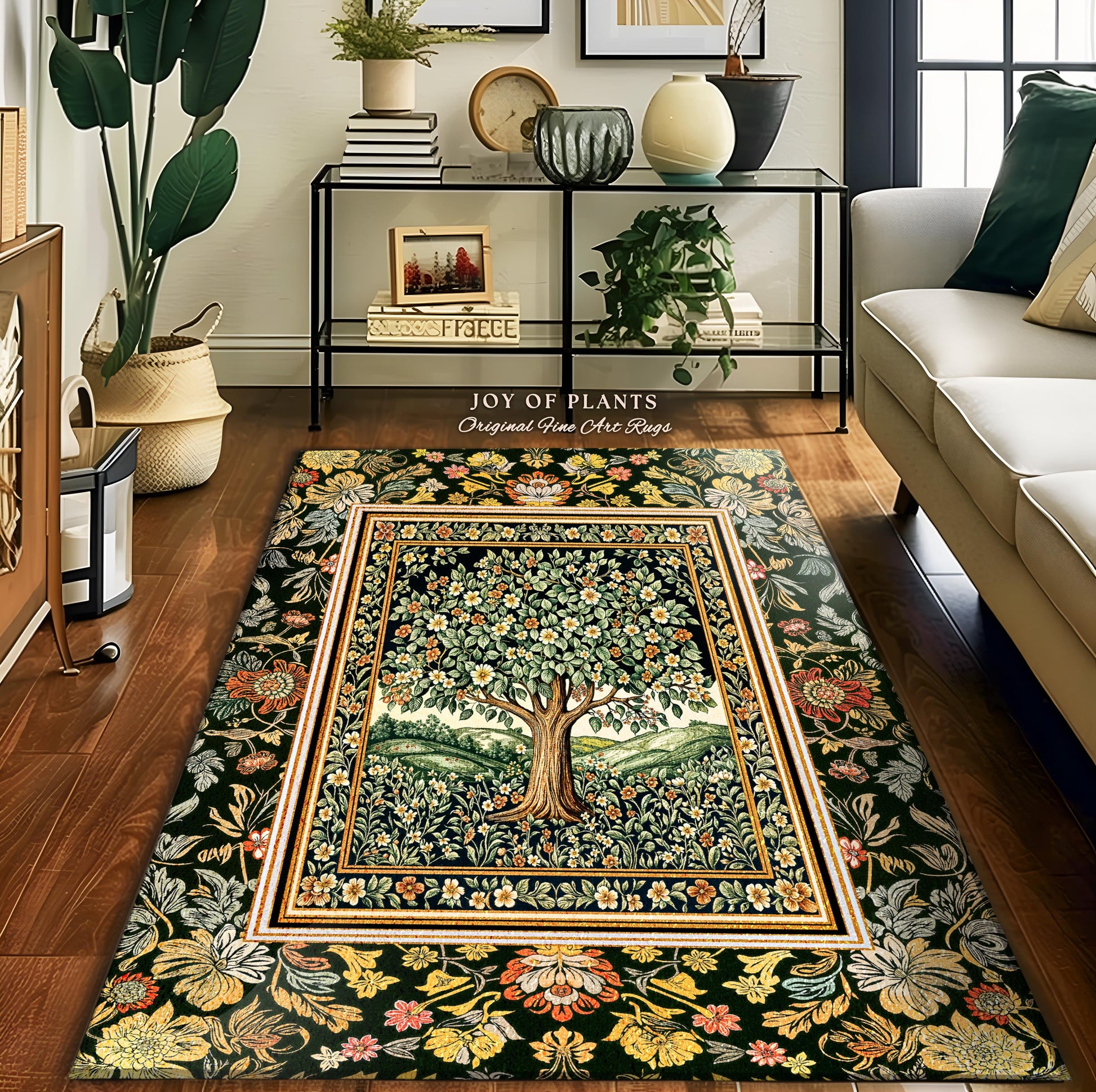 Rustic Fairytale Tree Accent Rug | Cozy Enchanted Nature Romantic Forest Ethereal Vintage Floral Woodland Storybook Dreamy Whimsical Magic