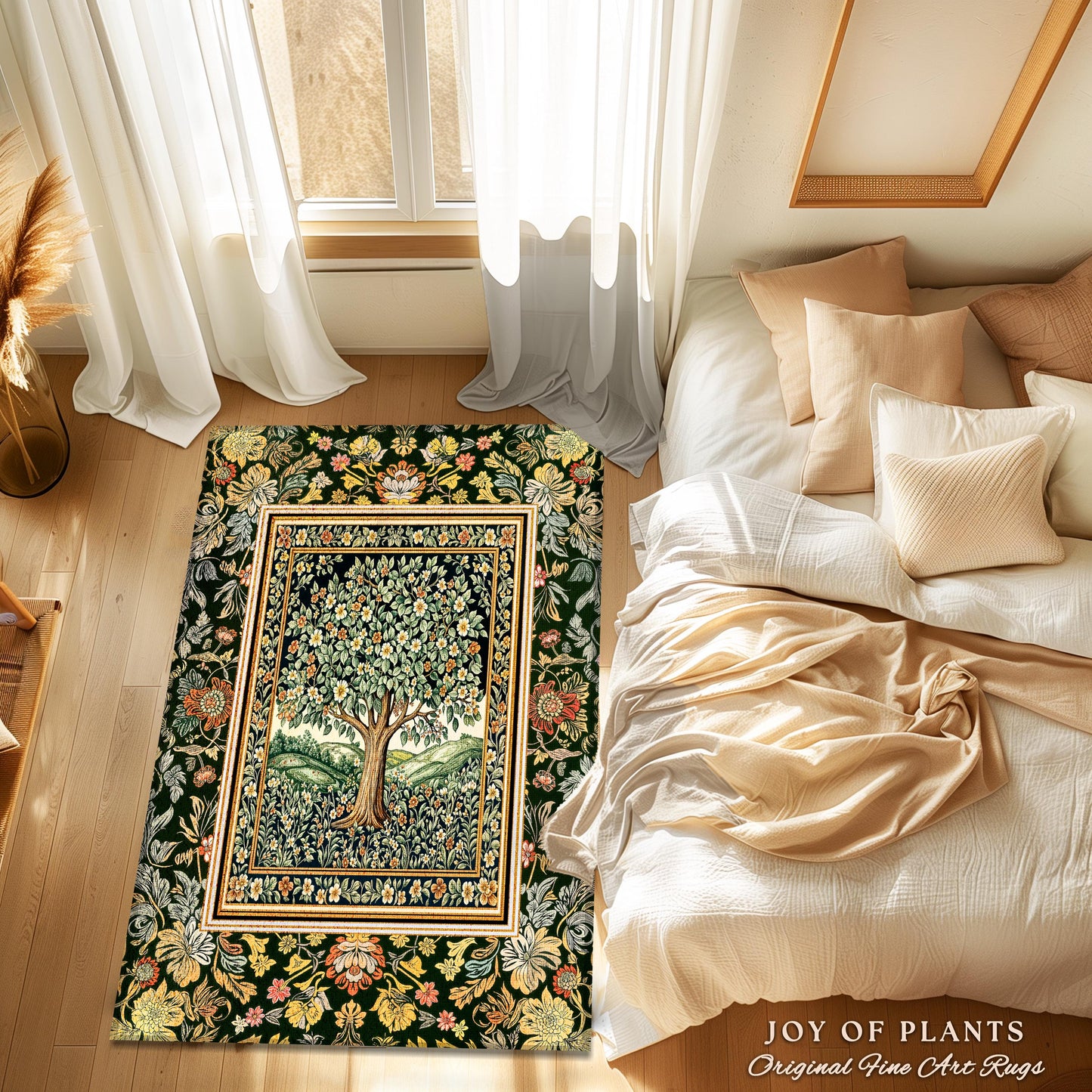 Rustic Fairytale Tree Accent Rug | Cozy Enchanted Nature Romantic Forest Ethereal Vintage Floral Woodland Storybook Dreamy Whimsical Magic