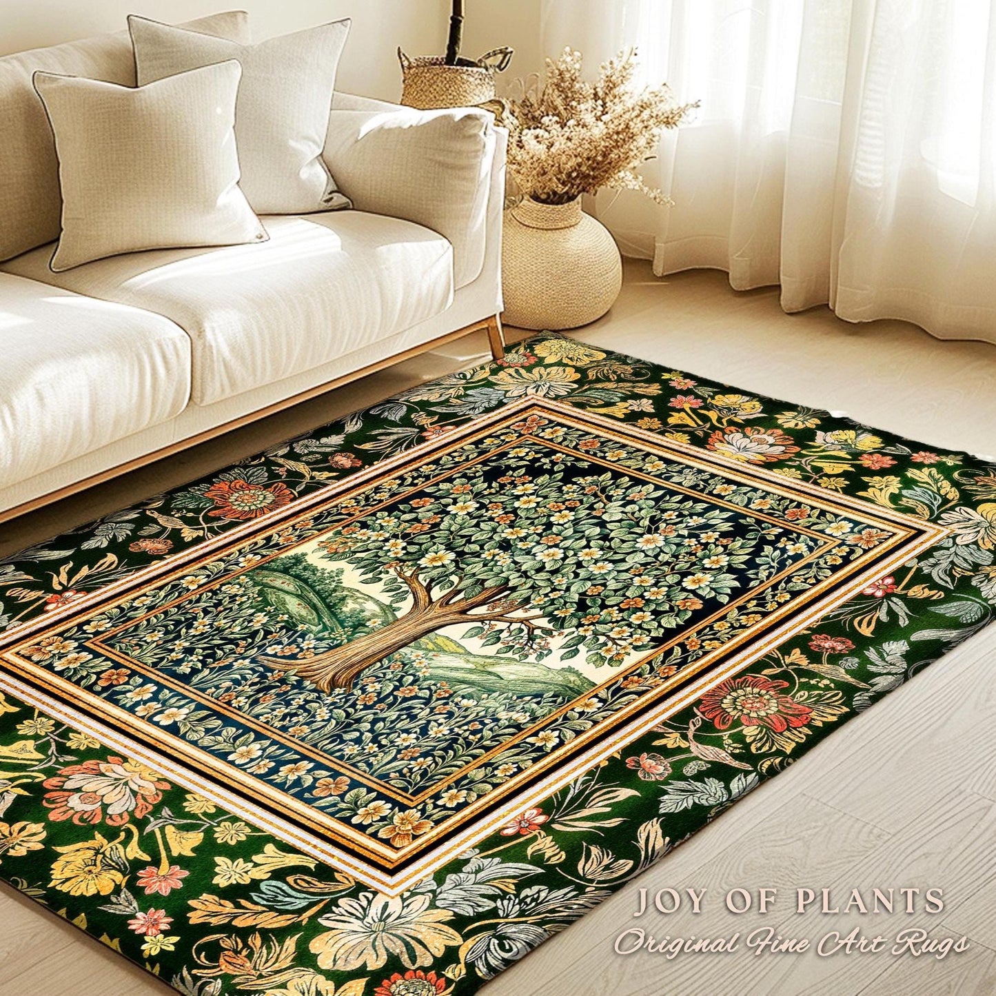 Rustic Fairytale Tree Accent Rug | Cozy Enchanted Nature Romantic Forest Ethereal Vintage Floral Woodland Storybook Dreamy Whimsical Magic