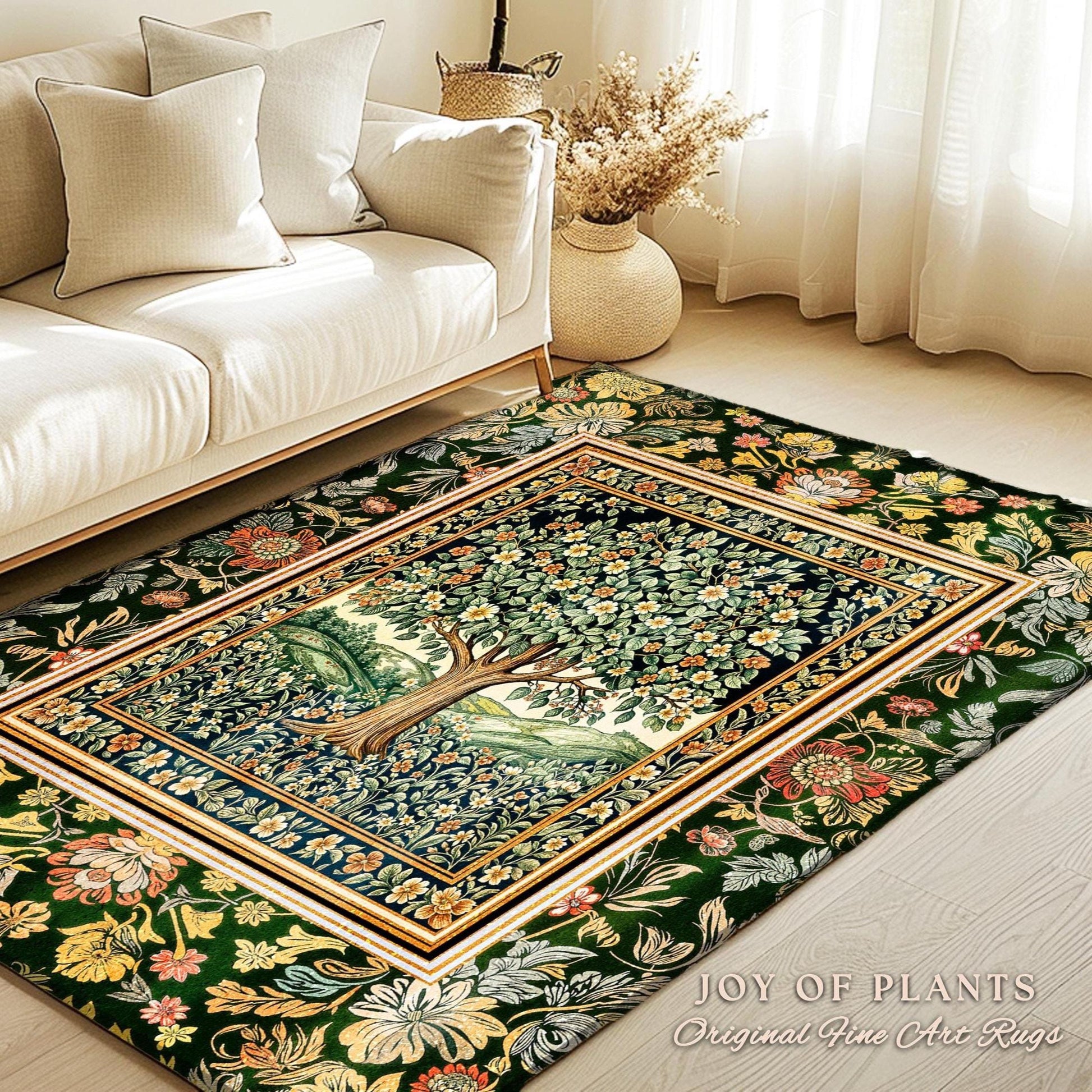 Rustic Fairytale Tree Accent Rug | Cozy Enchanted Nature Romantic Forest Ethereal Vintage Floral Woodland Storybook Dreamy Whimsical Magic