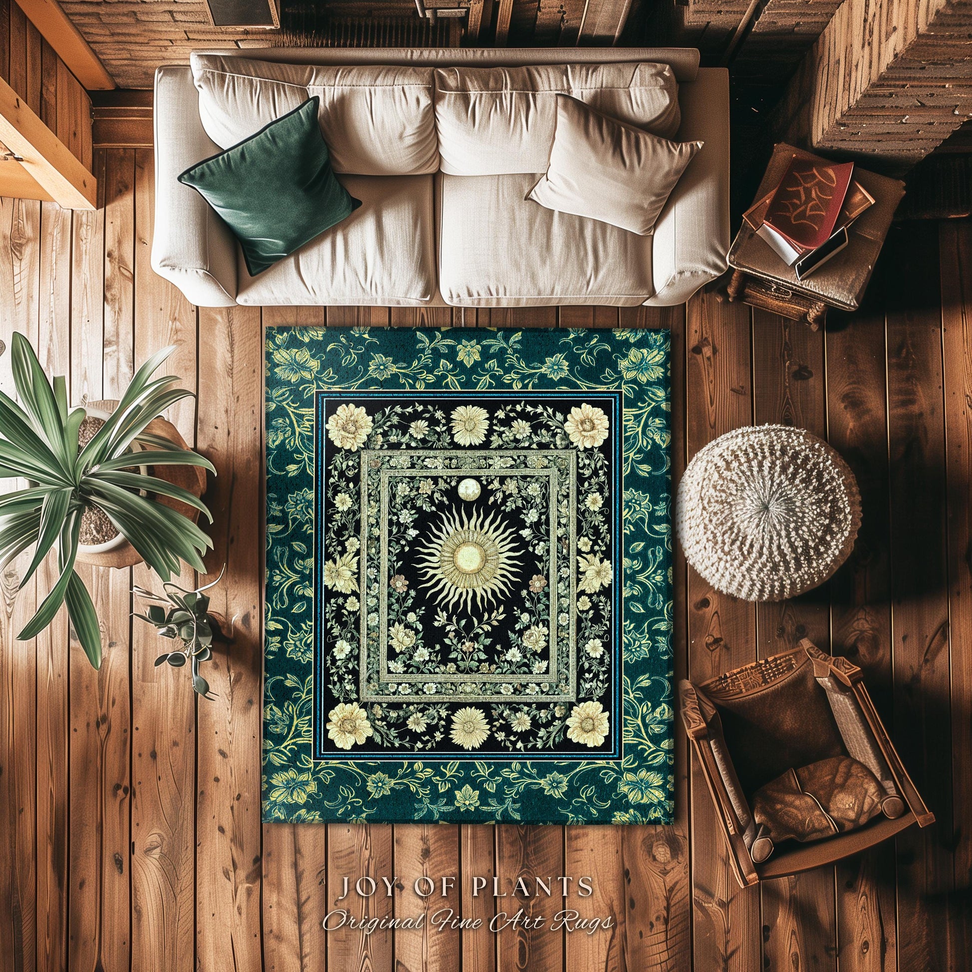 Witchy Celestial Sun Accent Rug | Magical Mystical Cozy Bedroom Decor Astrology Ethereal Spiritual Golden Sun Dark Academia Maximalist |